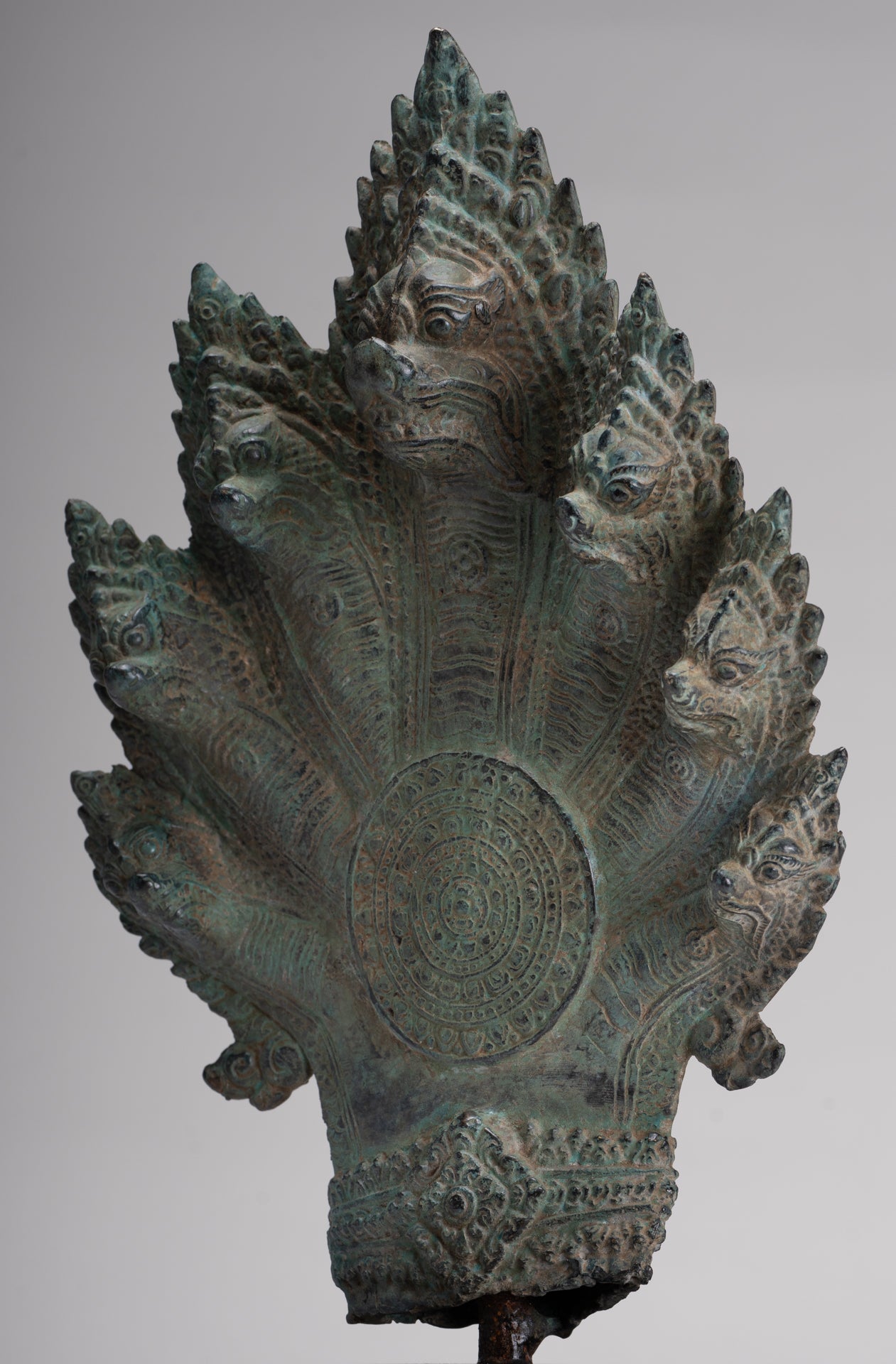 Naga Statue - Antique Khmer Style Bronze Protective Naga, Snake or Serpent Statue - 36cm/14"