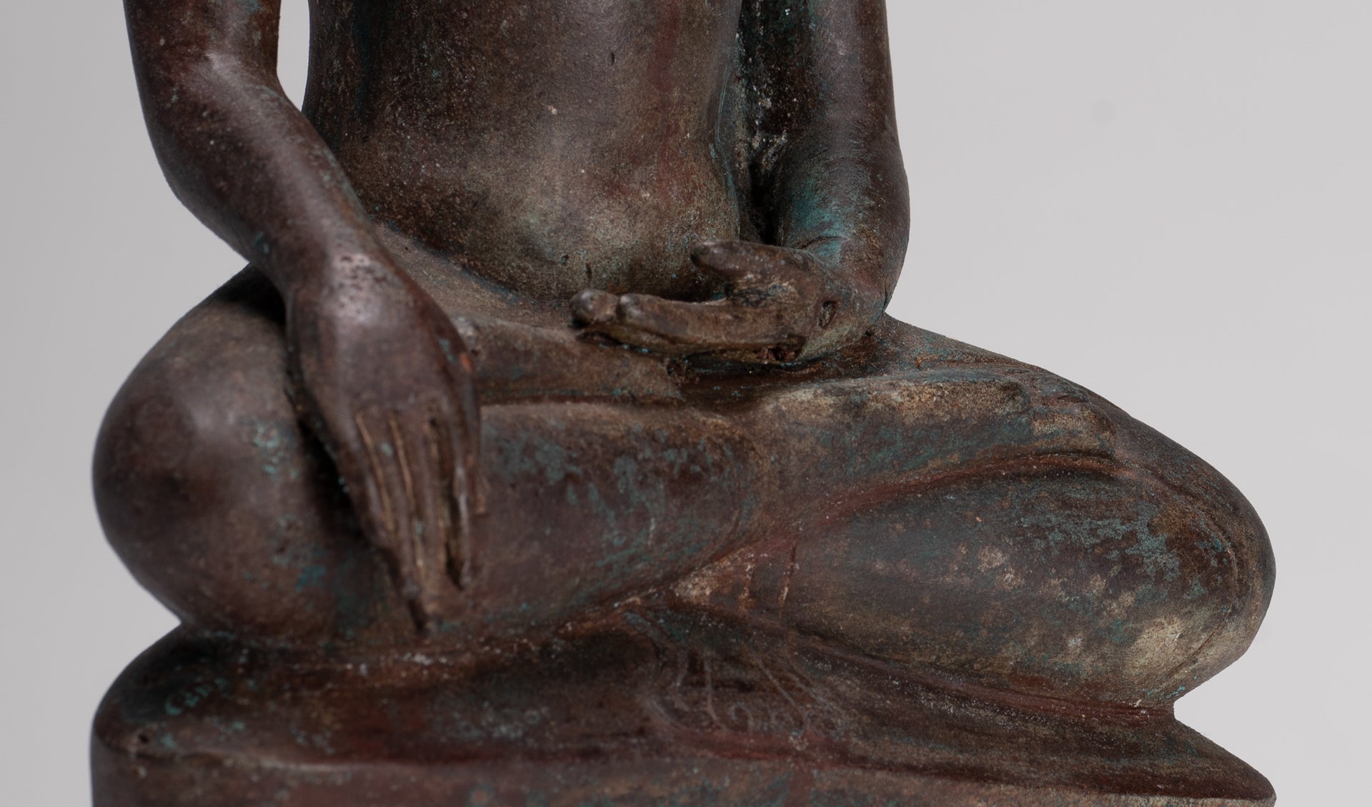 Buddha Statue - Antique Thai Style Bronze Chiang Saen Enlightenment Buddha Statue - 30cm/12"