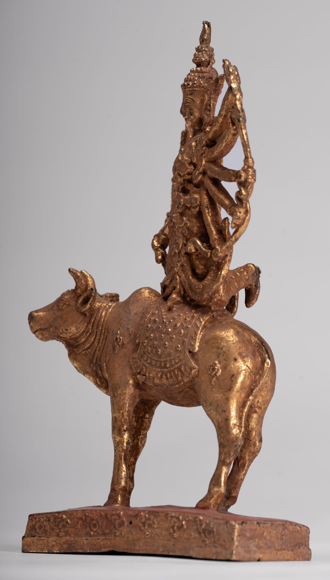 Shiva and Nandi - Antique Thai Style Rattanakosin Shiva and Nandi Statue - 19.5cm/8"