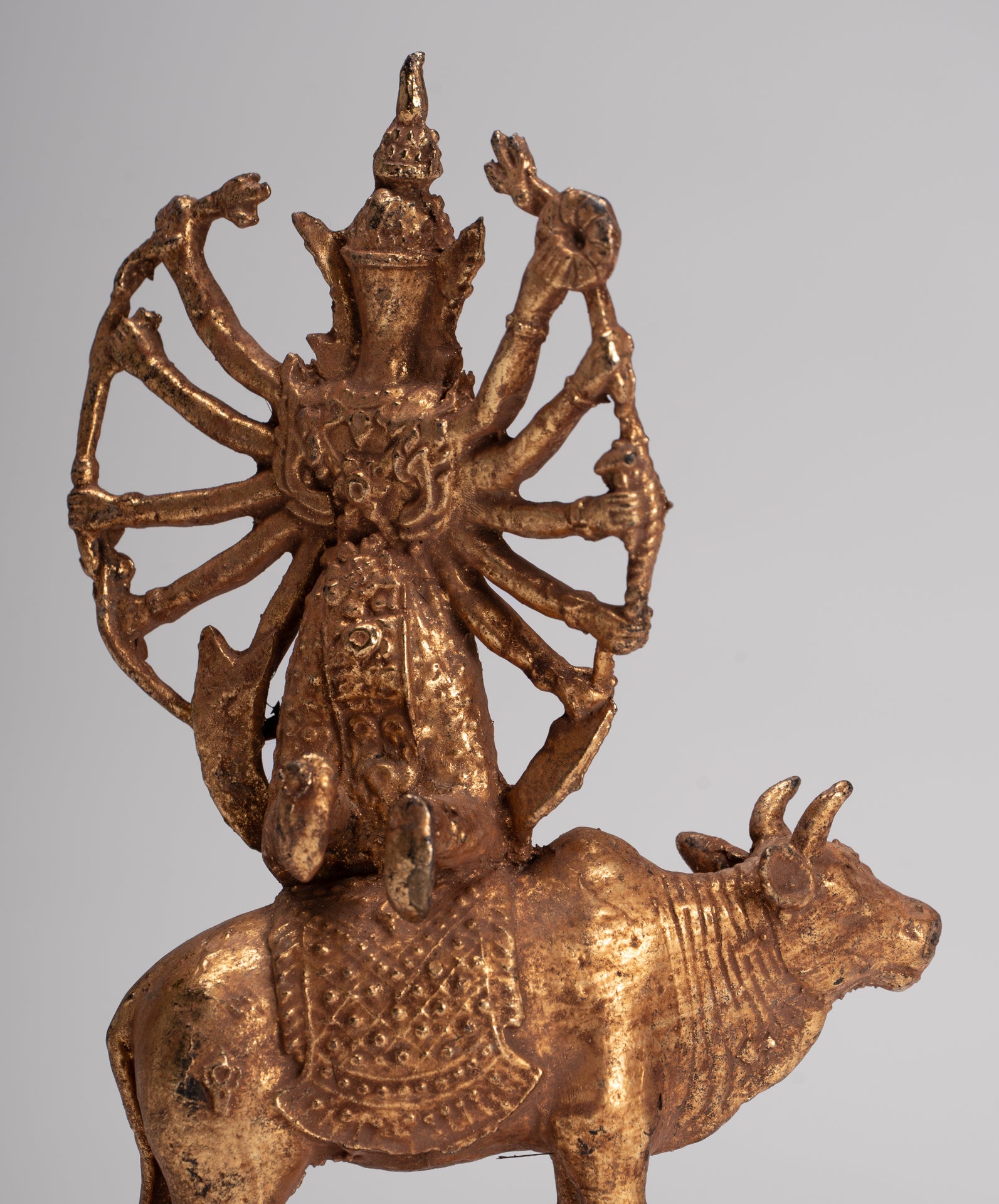 Shiva and Nandi - Antique Thai Style Rattanakosin Shiva and Nandi Statue - 19.5cm/8"