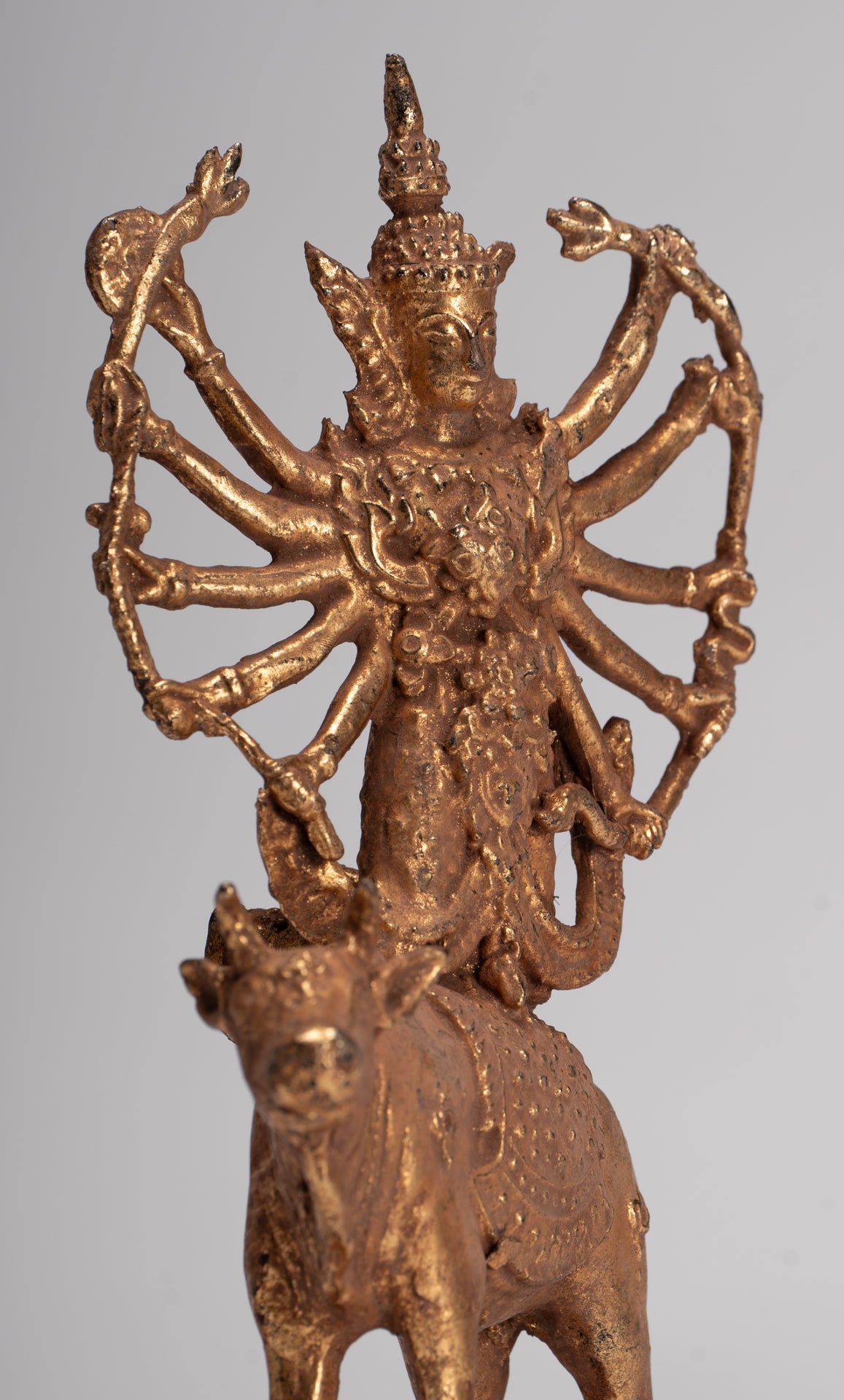 Shiva and Nandi - Antique Thai Style Rattanakosin Shiva and Nandi Statue - 19.5cm/8"