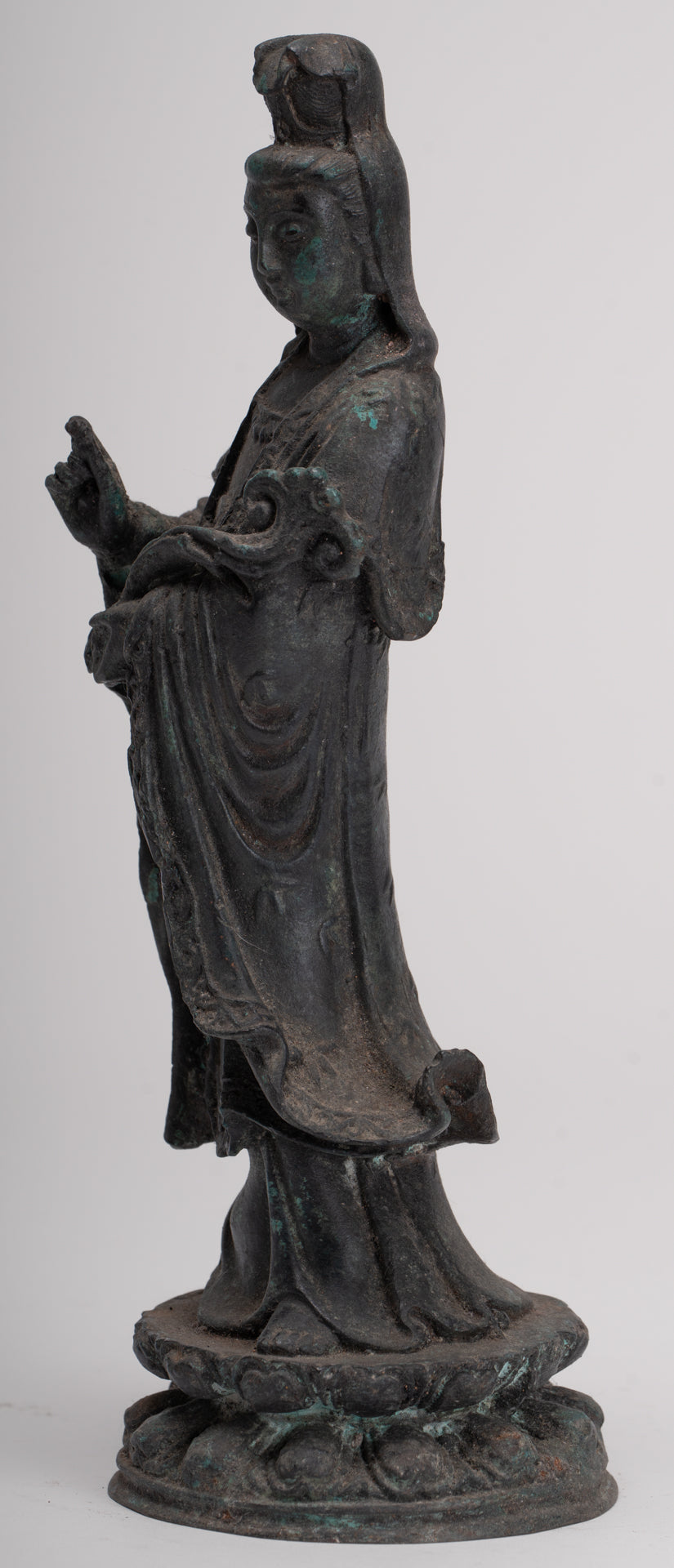 Antique Chinese Style Bronze Bodhisattvas Kwan Yin or Guanyin Statue - 26cm/10"