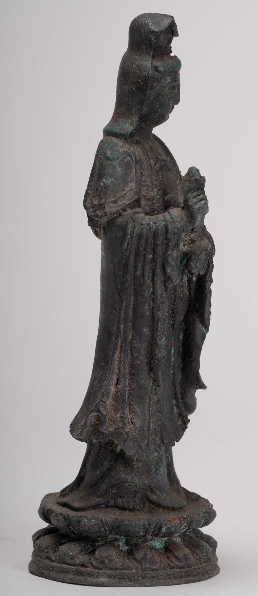 Antique Chinese Style Bronze Bodhisattvas Kwan Yin or Guanyin Statue - 26cm/10"