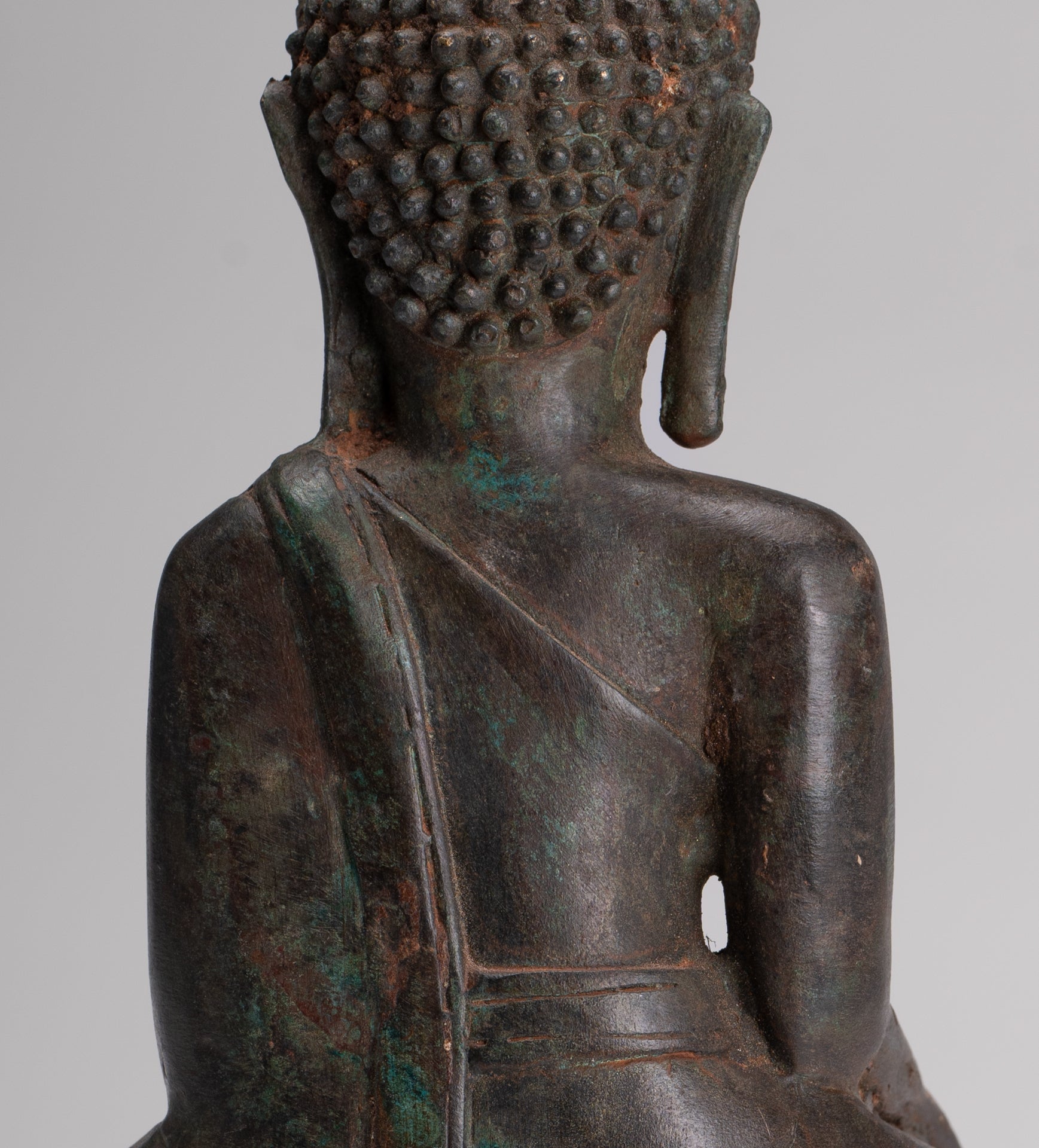 Buddha Statue - Antique Laos Style Bronze Enlightenment Elephant Buddha Statue - 30cm/12"