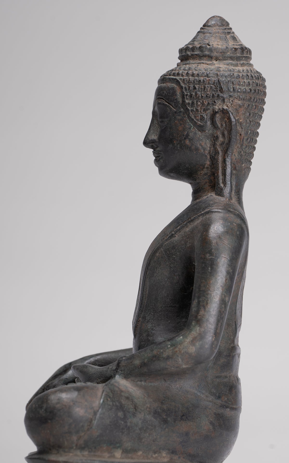 Buddha Statue - Antique Lopburi Style Seated Enlightenment Buddha Statue - 21cm/8"