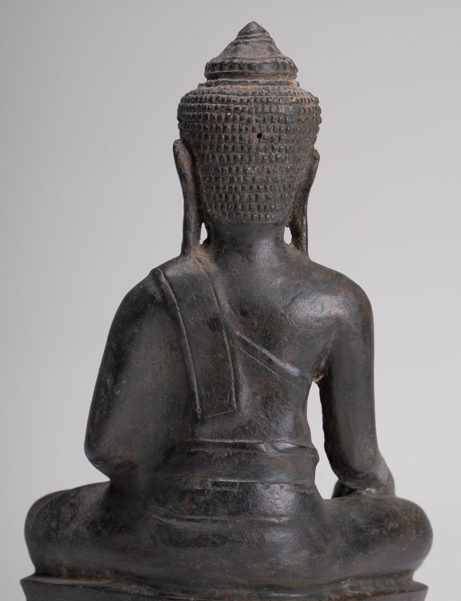 Buddha Statue - Antique Lopburi Style Seated Enlightenment Buddha Statue - 21cm/8"
