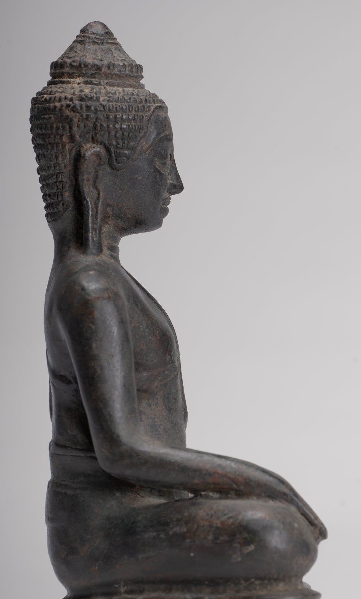 Buddha Statue - Antique Lopburi Style Seated Enlightenment Buddha Statue - 21cm/8"