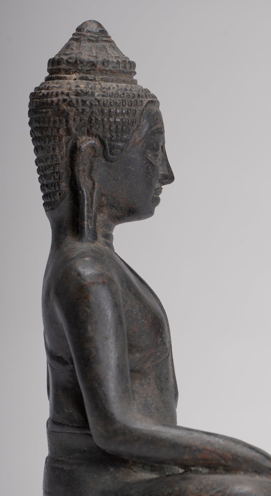 Buddha Statue - Antique Lopburi Style Seated Enlightenment Buddha Statue - 21cm/8"