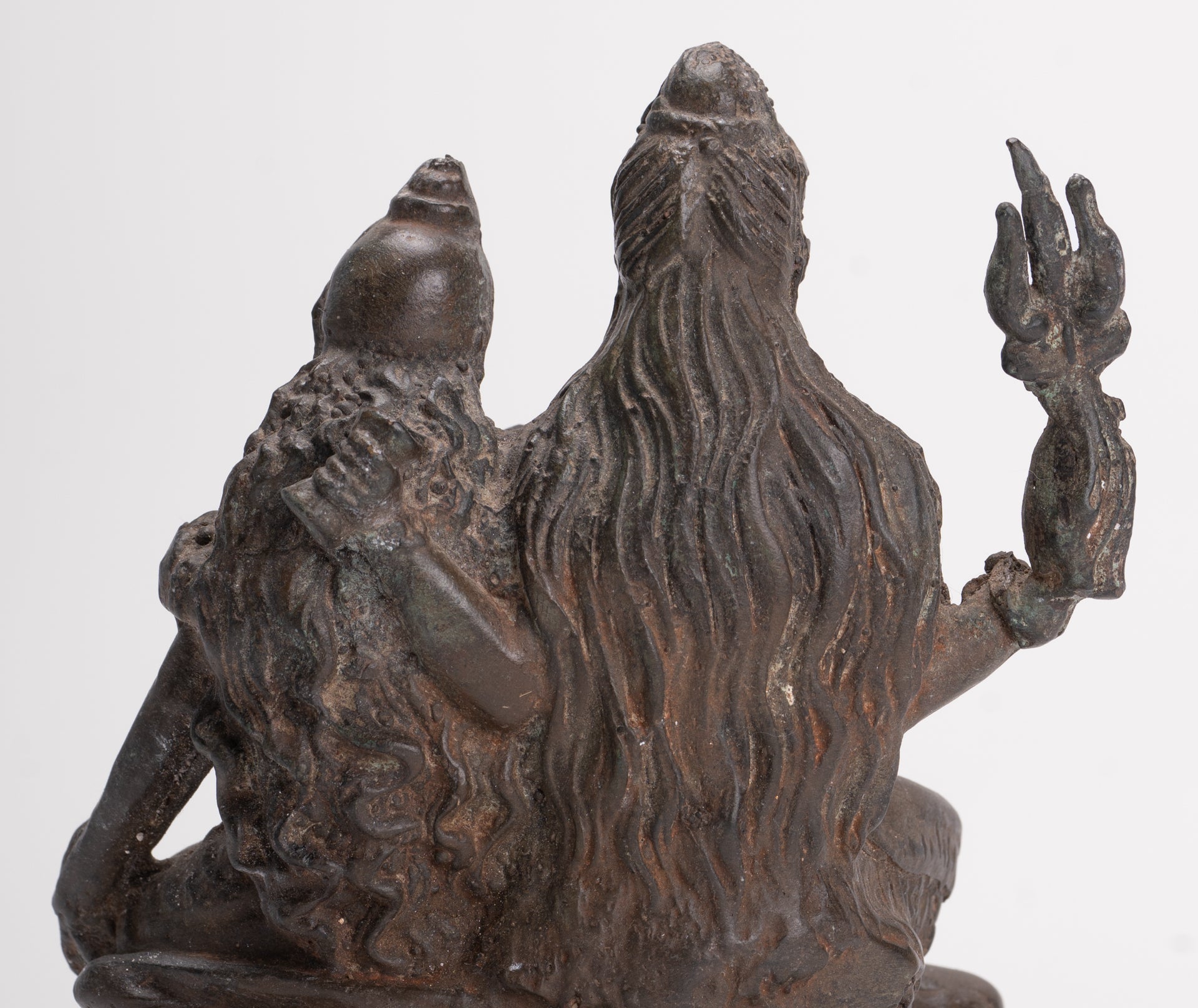 Shiva Statue - Antique Thai Style Bronze Shiva Parvati & Ganesha Statue - 15cm/6"