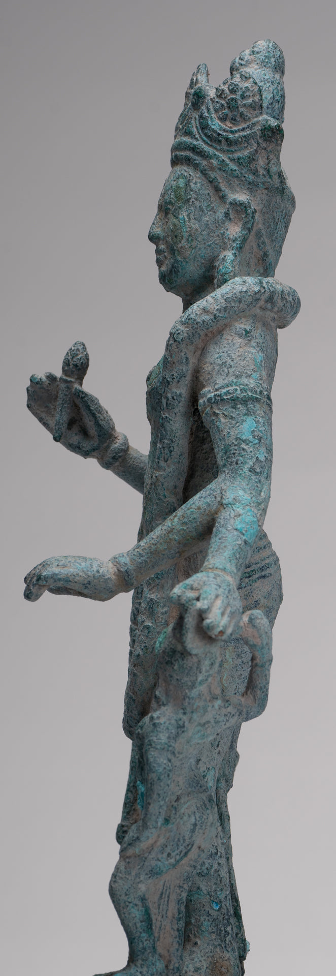 Vishnu Statue - Antique Phnom Da Style Khmer Vishnu with Gadanari and Chakrapurusha - 39cm/16"