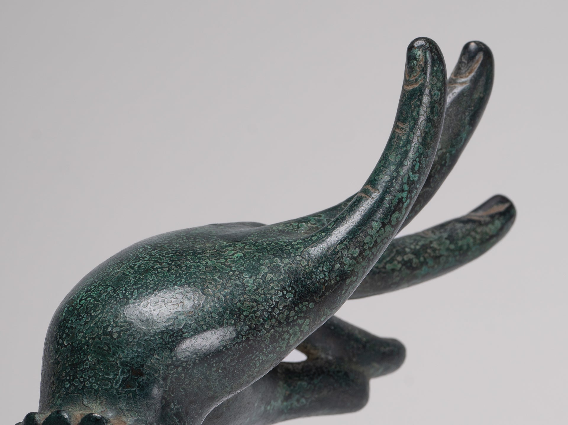 Mounted Antique Khmer Style Bronze Apsara Katakaamukha Hand - 24cm/10"