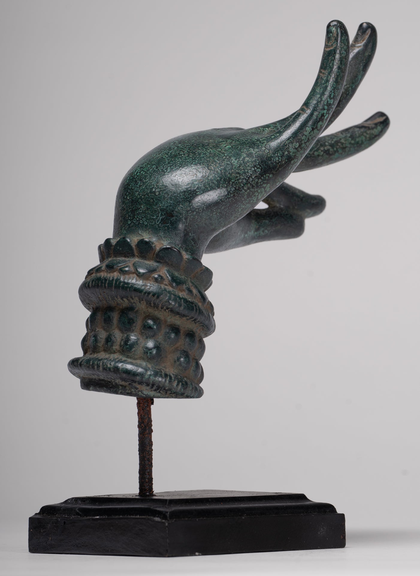 Mounted Antique Khmer Style Bronze Apsara Katakaamukha Hand - 24cm/10"