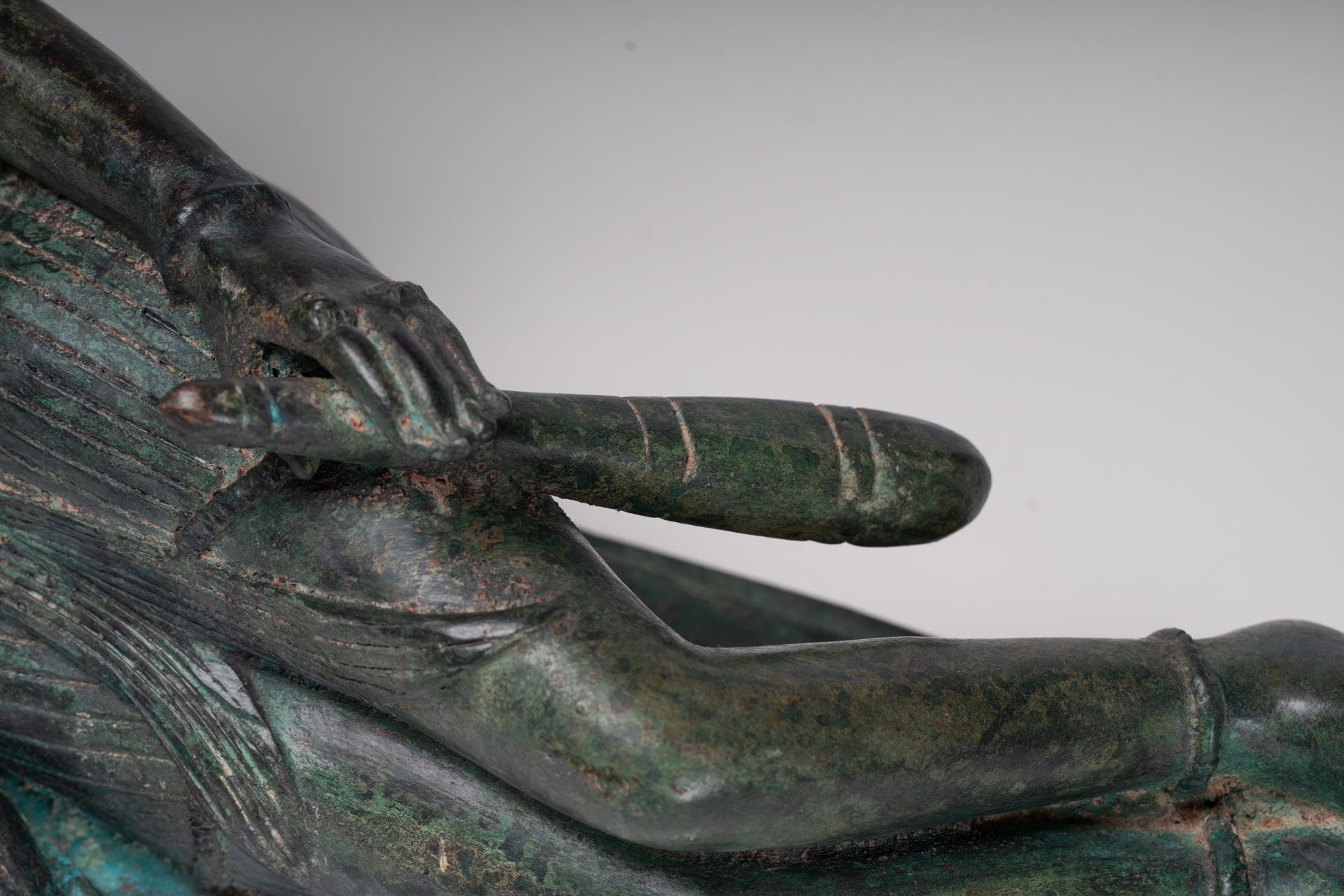 Antique Lopburi Style Thai Bronze Reclining Vishnu Statue - 55cm/22" Long