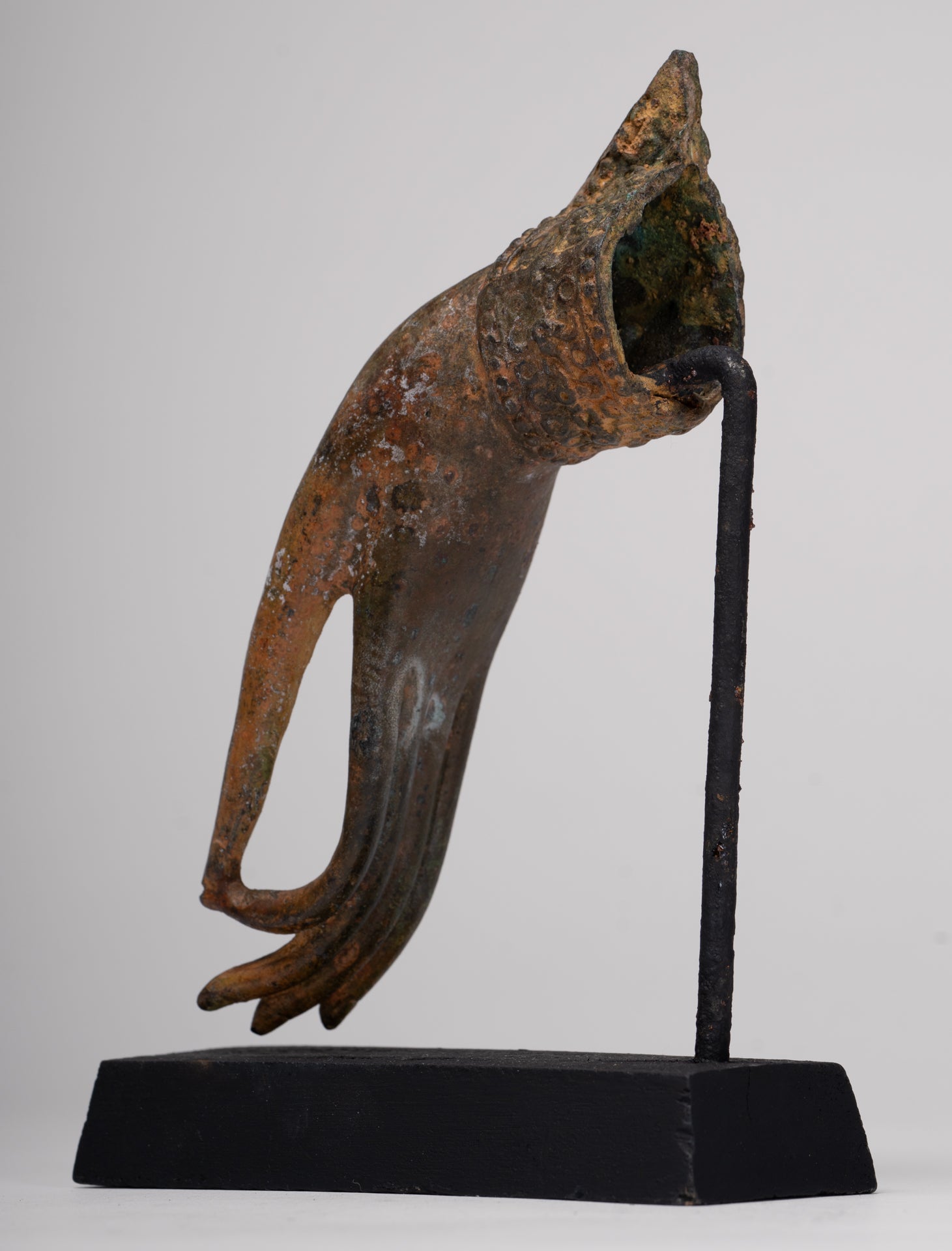 Mounted Antique Thai Style Southeast Asia Bronze Thai Teaching Hand - 19cm/8"