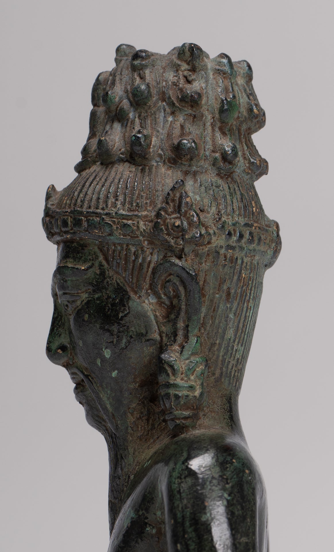 Rishi Statue - Antique Khmer Style Seated Bronze Rishi or Wise Man - 18cm/7"