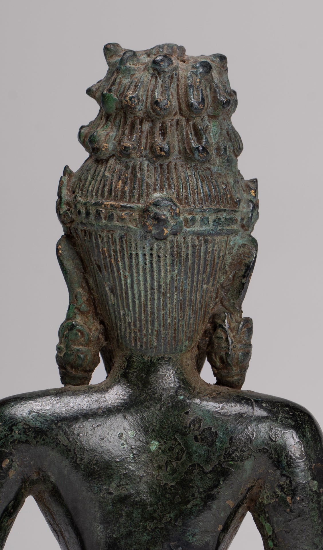 Rishi Statue - Antique Khmer Style Seated Bronze Rishi or Wise Man - 18cm/7"