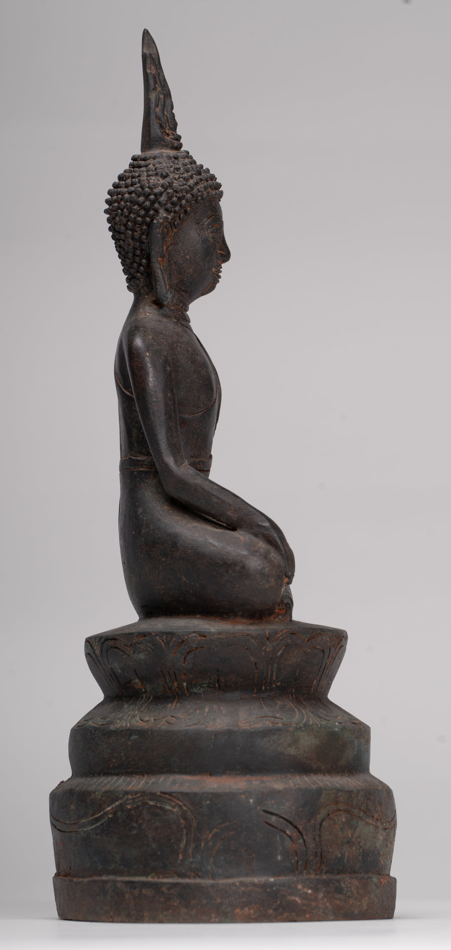 Buddha Statue - Antique Thai Style Chiang Rung Seated Enlightenment Buddha Statue - 32cm/13"