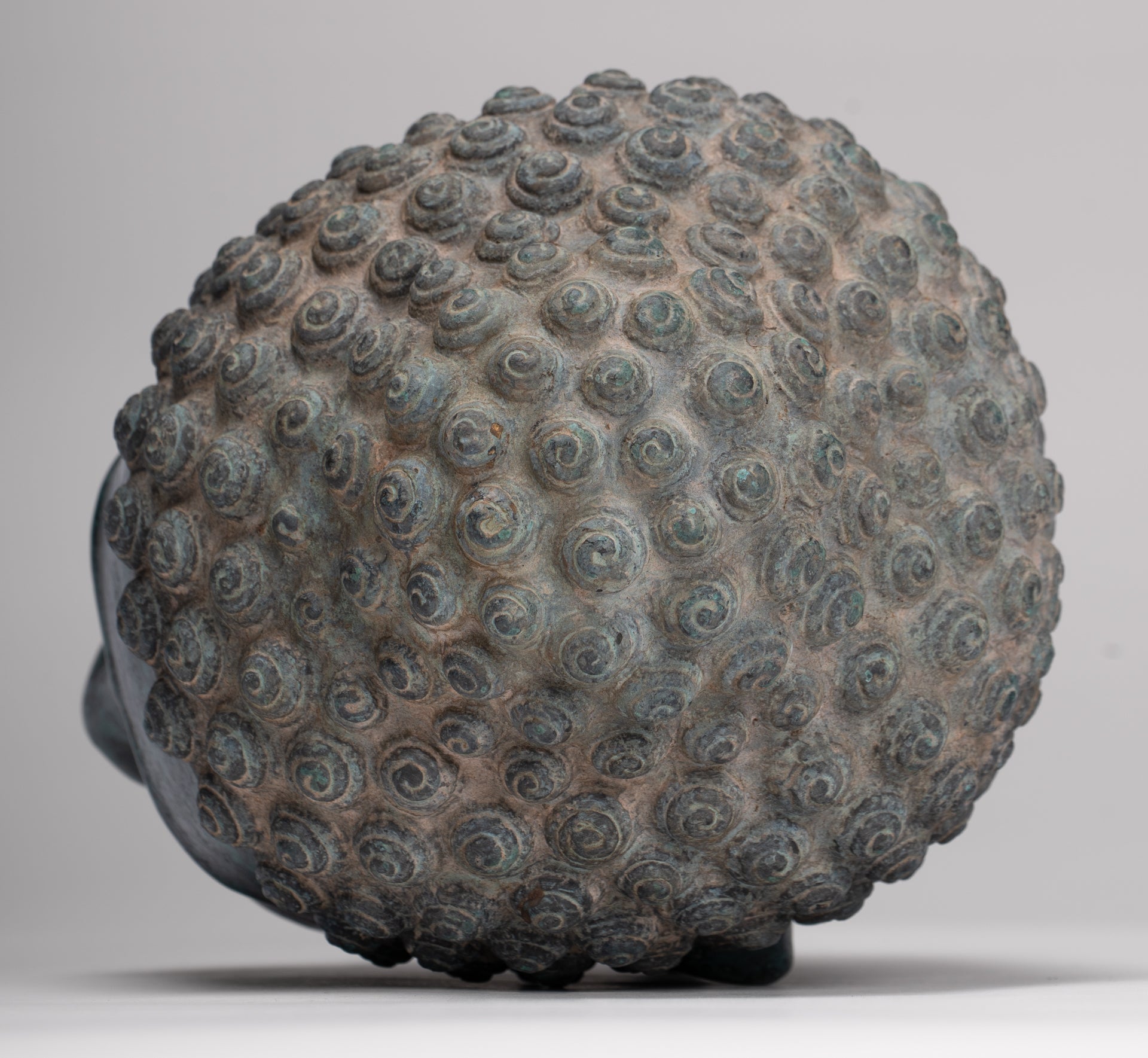 Statue Buddha - Antique Khmer in stile Khmer Bronzo Phnom Da Buddha Head - 30 cm/12 "