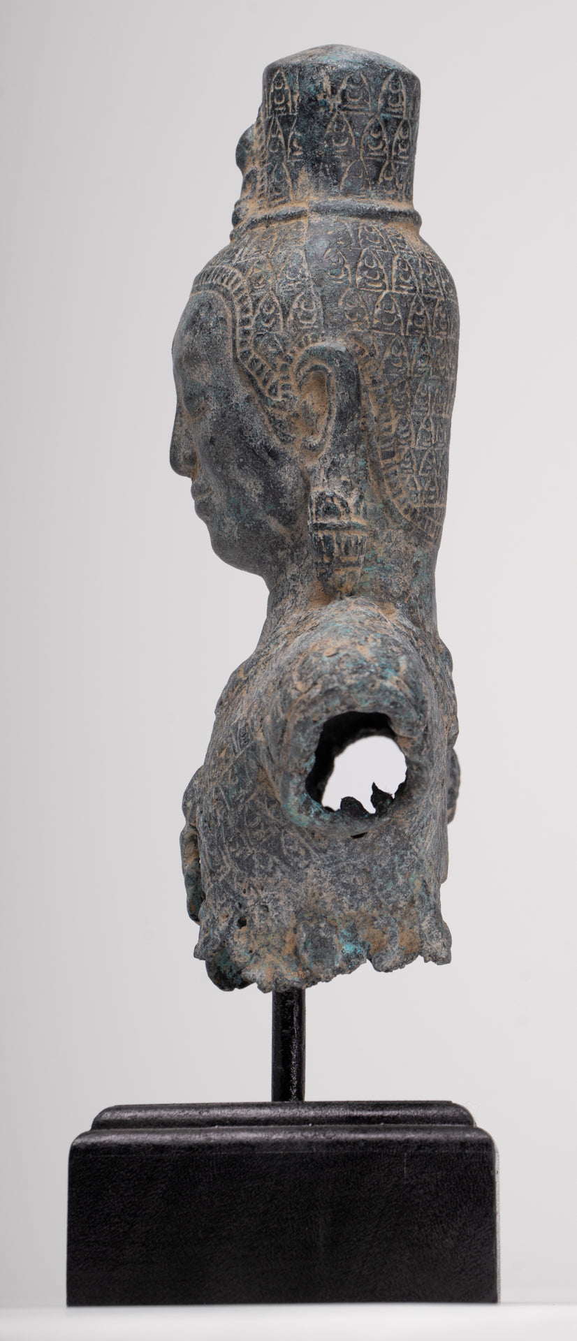 Antique Khmer Style Standing Bronze Bayon Style Lokeshvara Statue - 27cm/11"