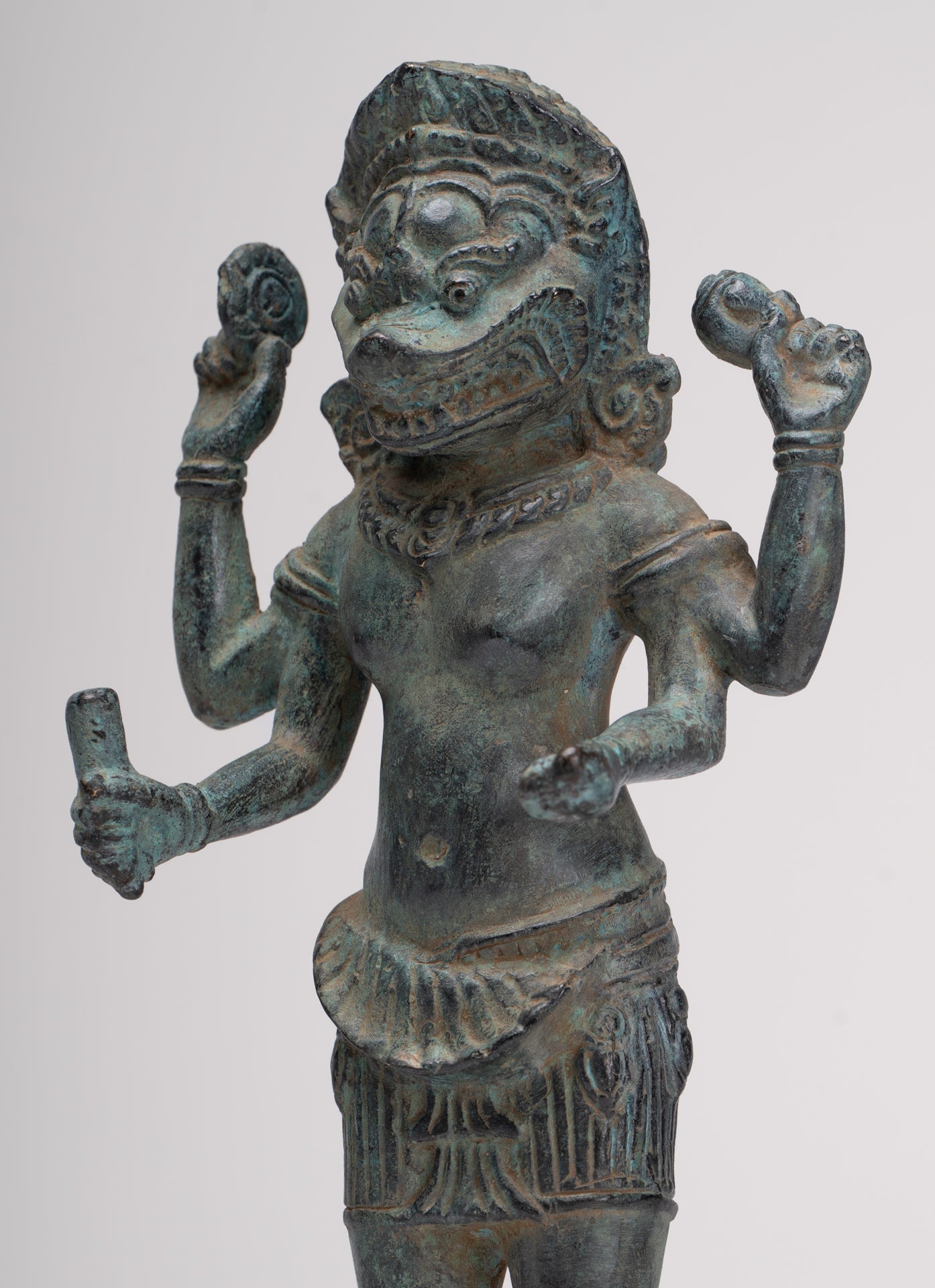 Antique Khmer Style Bronze - Vishnu Avatar - Narasimha or Narasingh - 25cm/10"