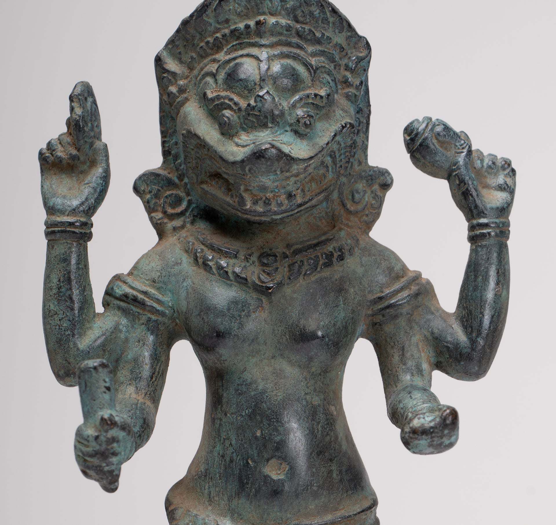 Bronzo in stile Khmer antico - Avatar Vishnu - Narasimha o Narasingh - 25 cm/10 "