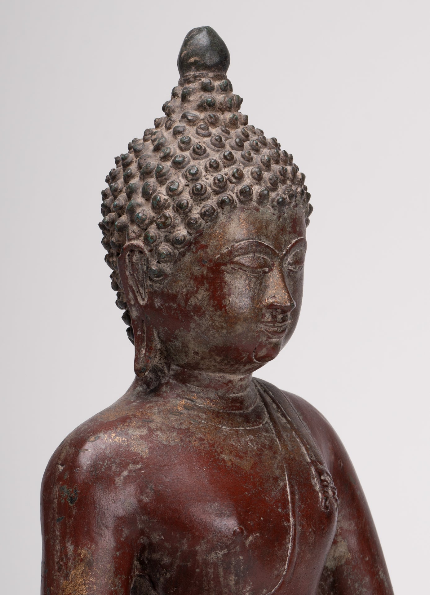 Buddha Statue - Antique Thai Style Bronze Chiang Saen Enlightenment Buddha Statue - 41cm/16"
