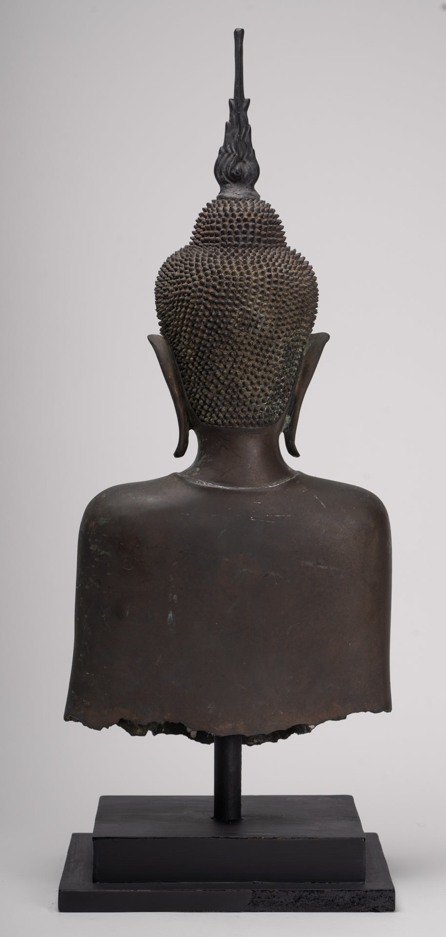 Buddha Statue - Antique U Thong Style Bronze Enlightenment Buddha Torso - 65cm/26"