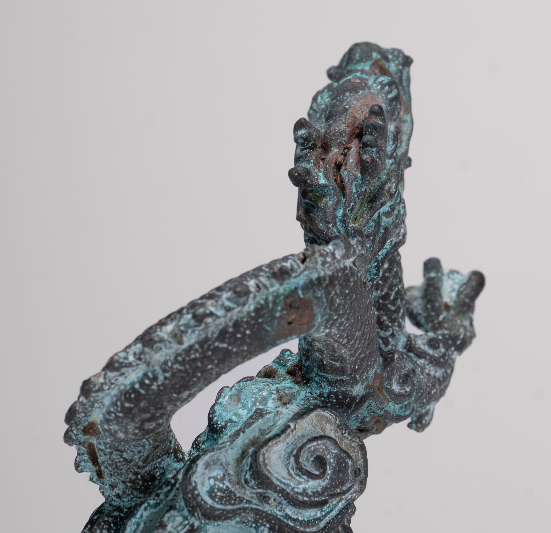 Chinese Dragon - Antique Chinese Style Bronze Dragon Statue - 10cm/4"