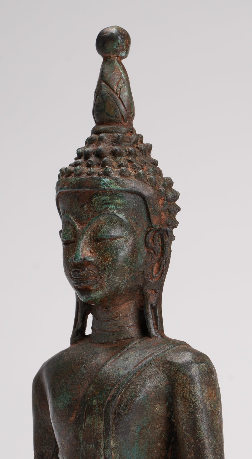 Buddha Statue - Antique Laos Style Bronze Enlightenment Elephant Buddha Statue - 29cm/12"