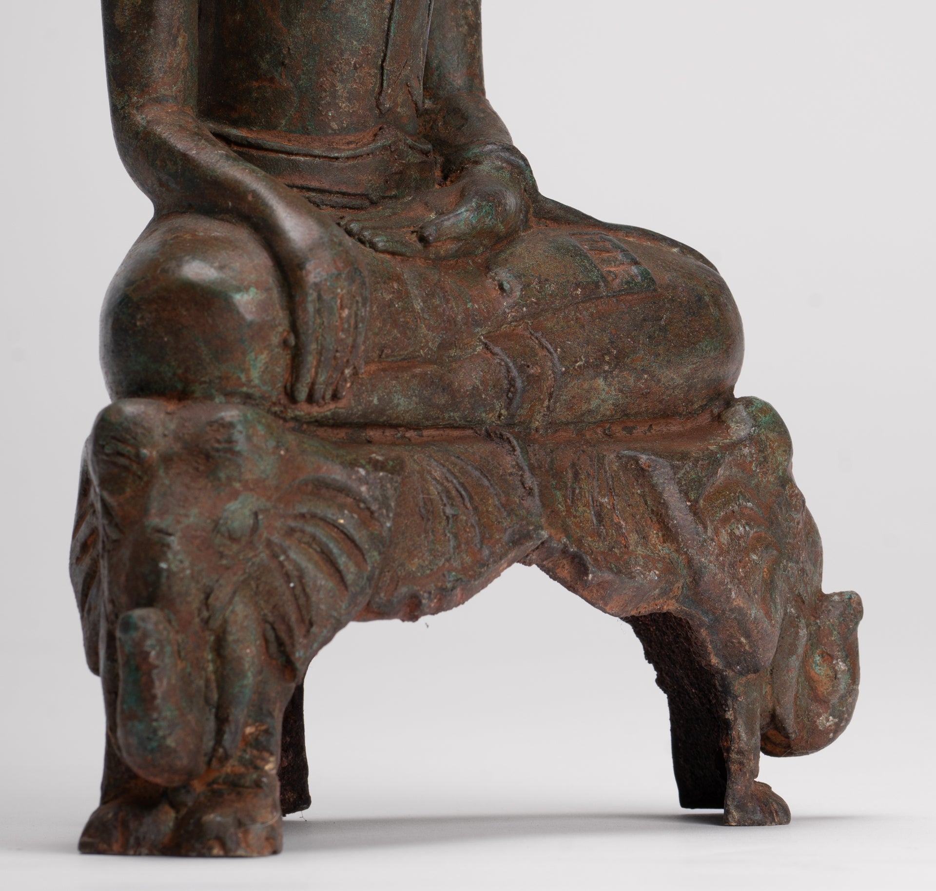 Buddha Statue - Antique Laos Style Bronze Enlightenment Elephant Buddha Statue - 29cm/12"