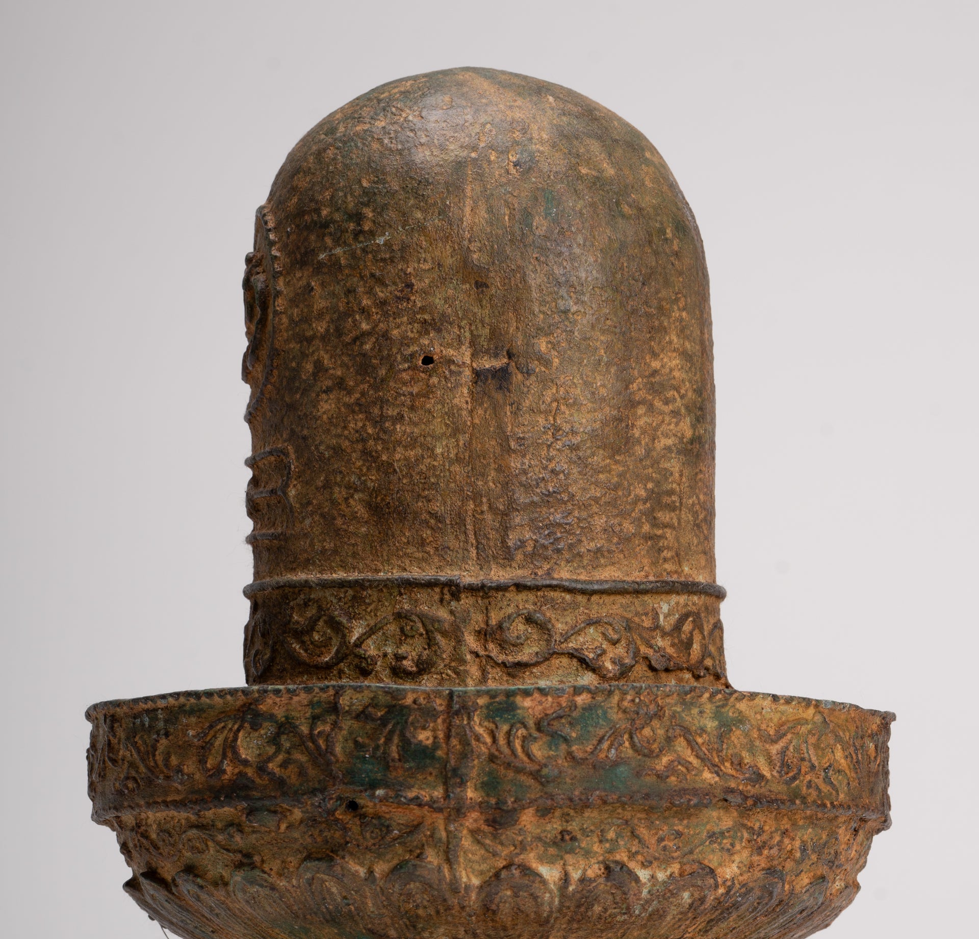 Linga - Antique Indian Style South Asia Bronze Shiva Linga / Lingnum & Yoni - 26cm/10"