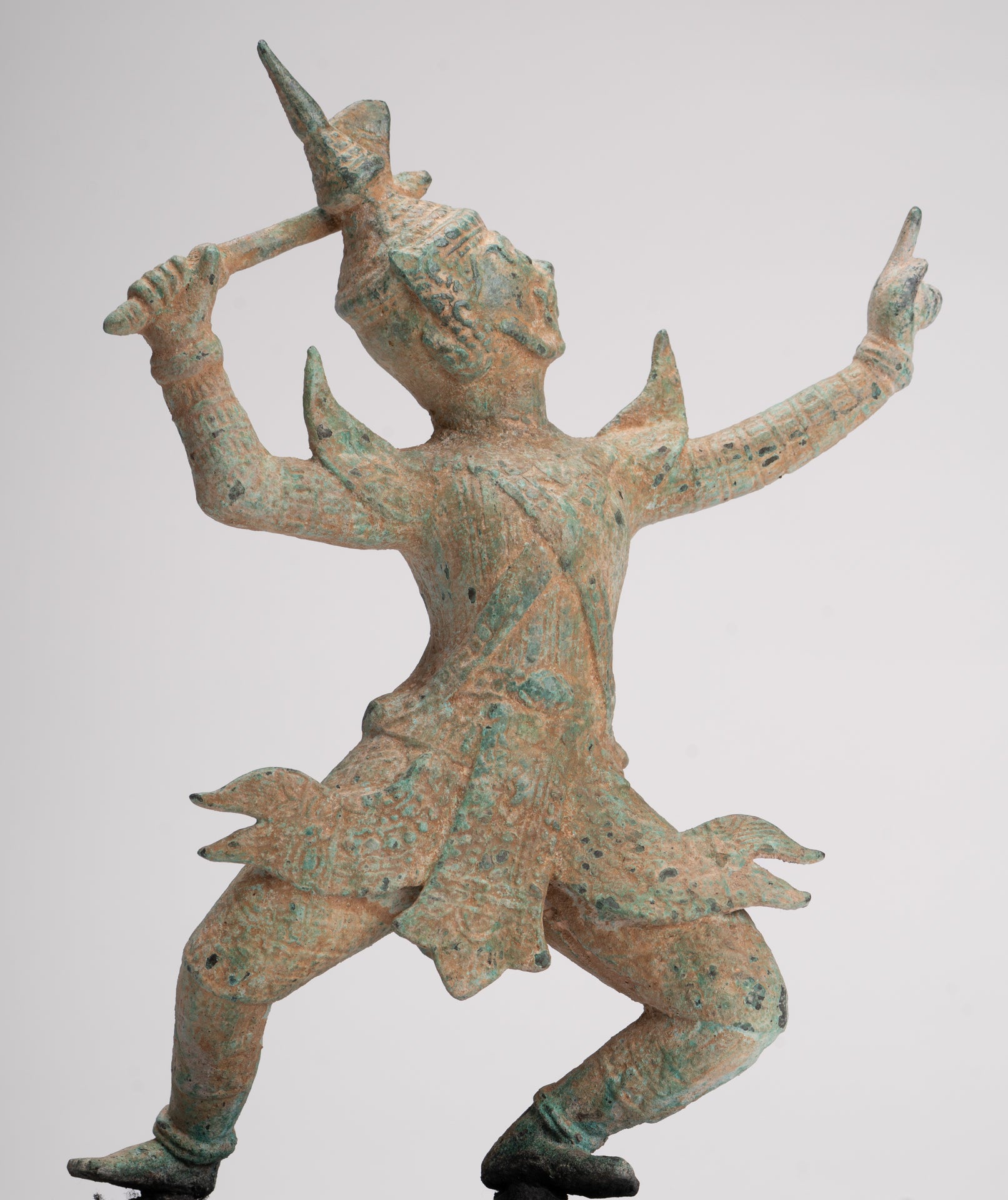 Antique Khmer Style Standing Bayon Hindu God Hanuman Statue - 31cm/12" Tall