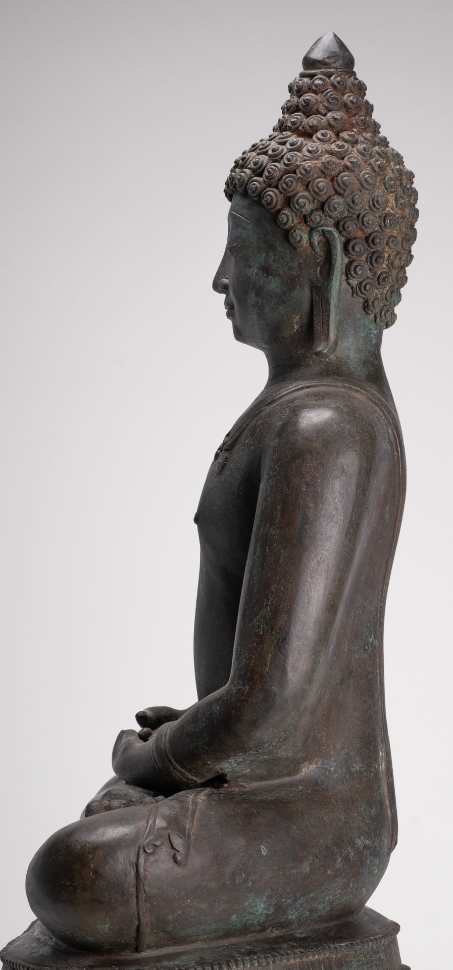 Large Buddha Statue - Antique Thai Style Bronze Chiang Saen Meditation Buddha Statue - 81cm/32"