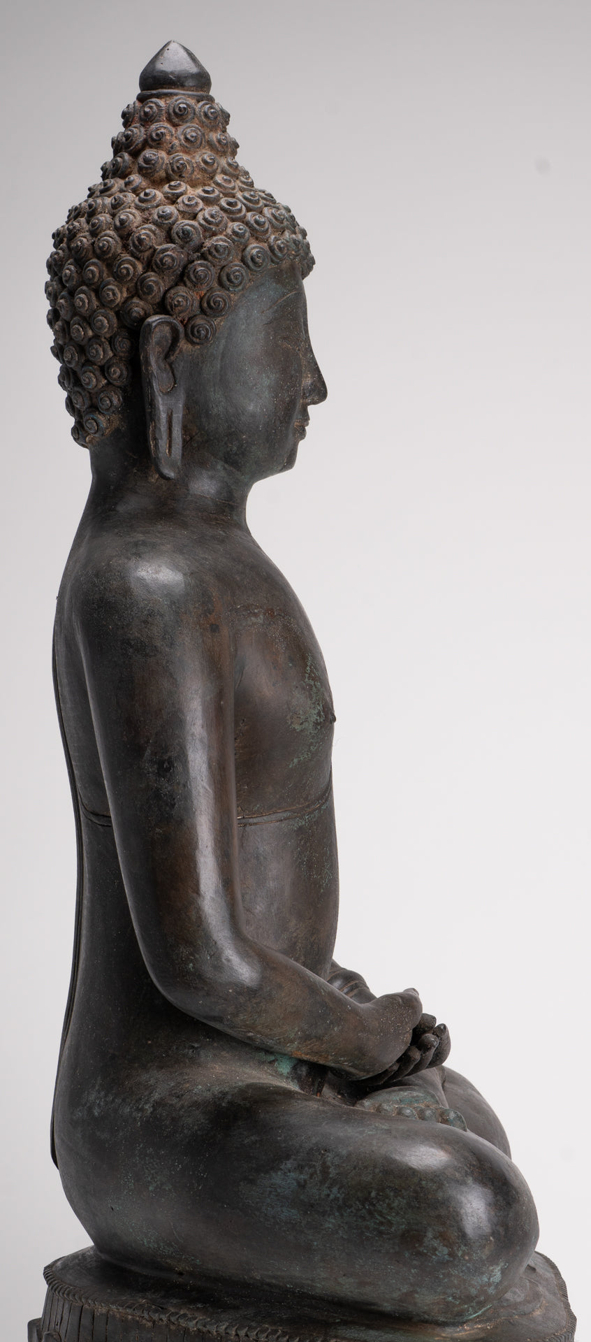 Large Buddha Statue - Antique Thai Style Bronze Chiang Saen Meditation Buddha Statue - 81cm/32"