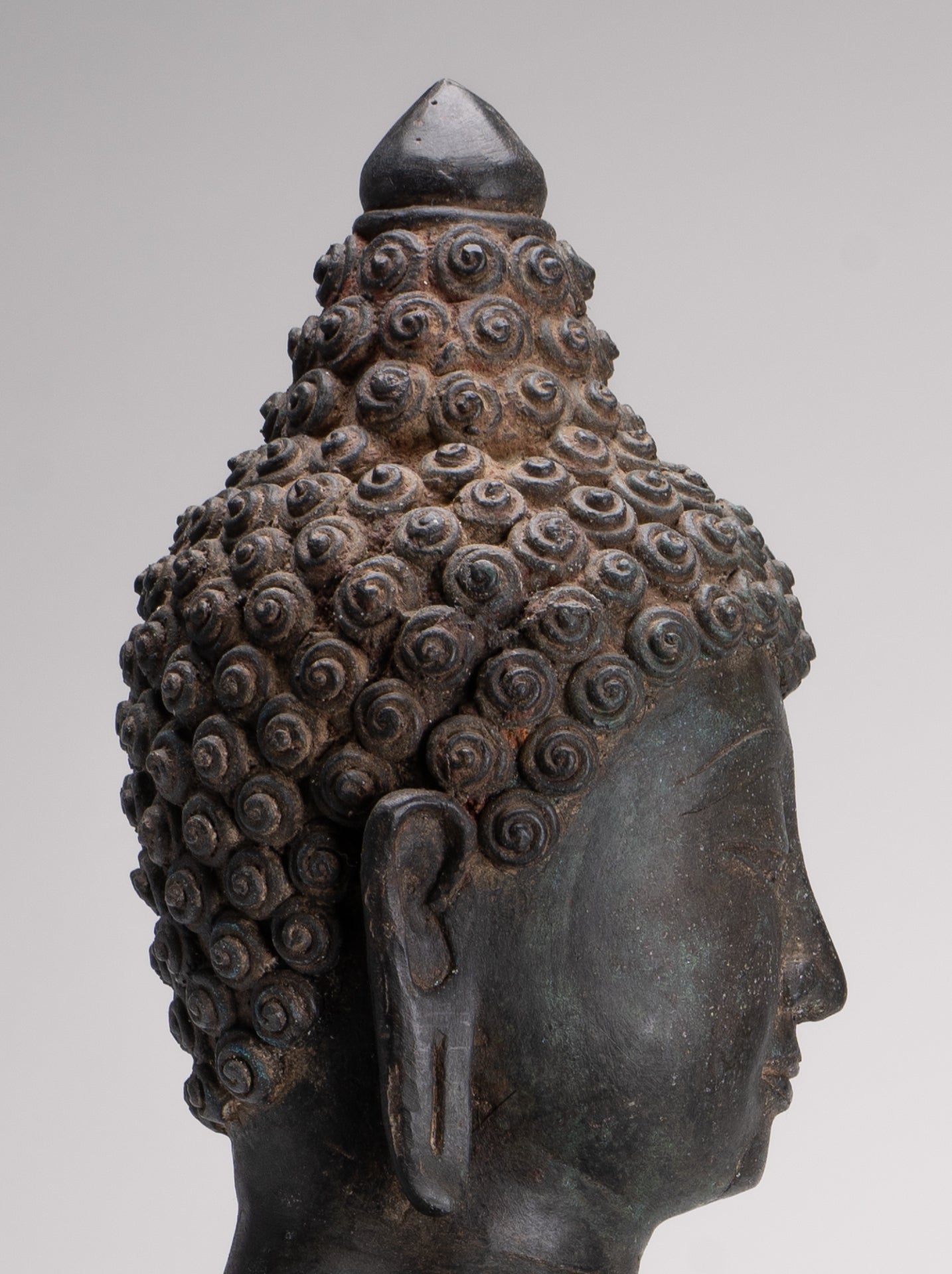 Large Buddha Statue - Antique Thai Style Bronze Chiang Saen Meditation Buddha Statue - 81cm/32"