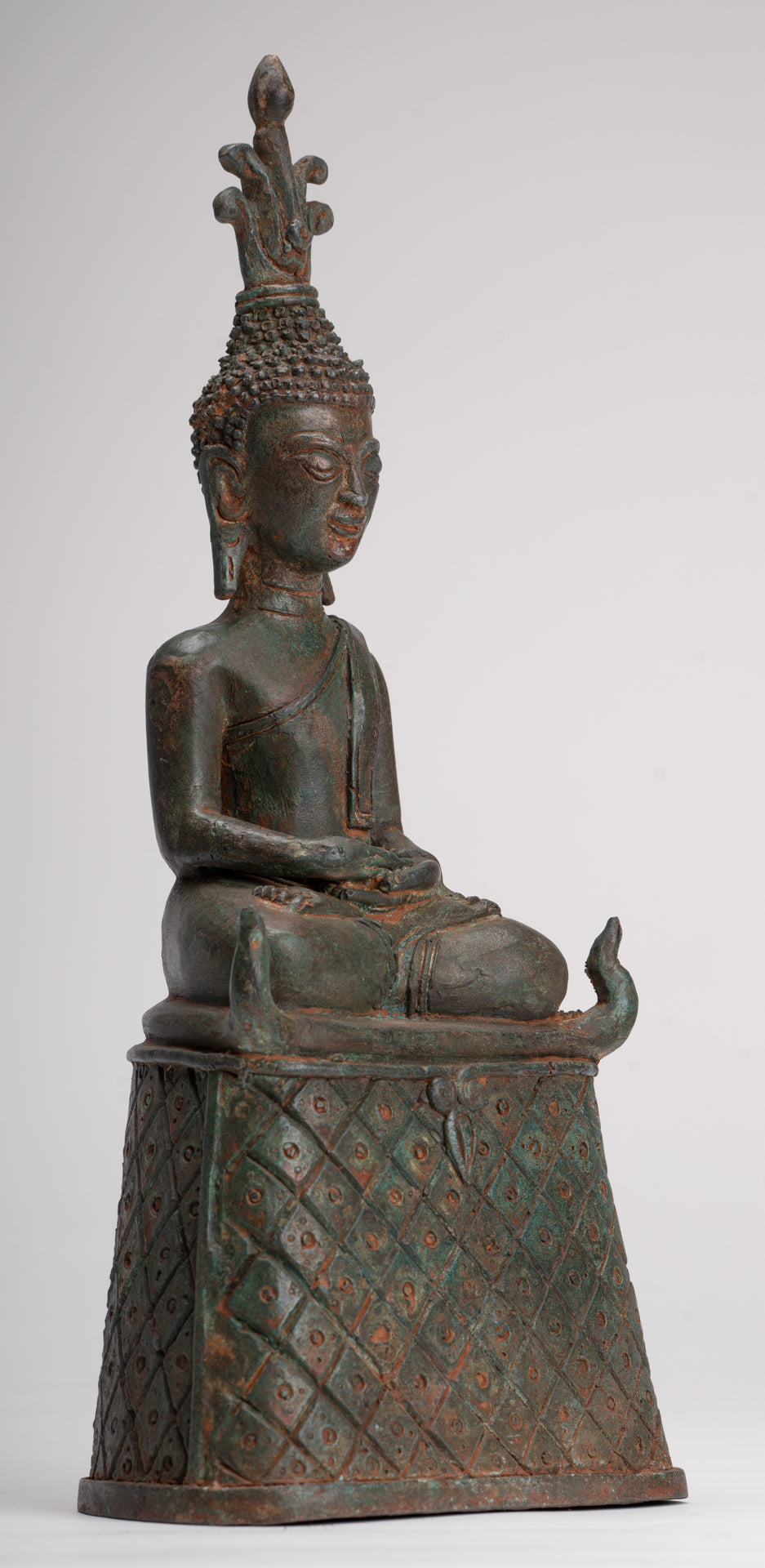 Buddha Statue - Seated Antique Laos Style Meditation Buddha Statue - 26cm/10"