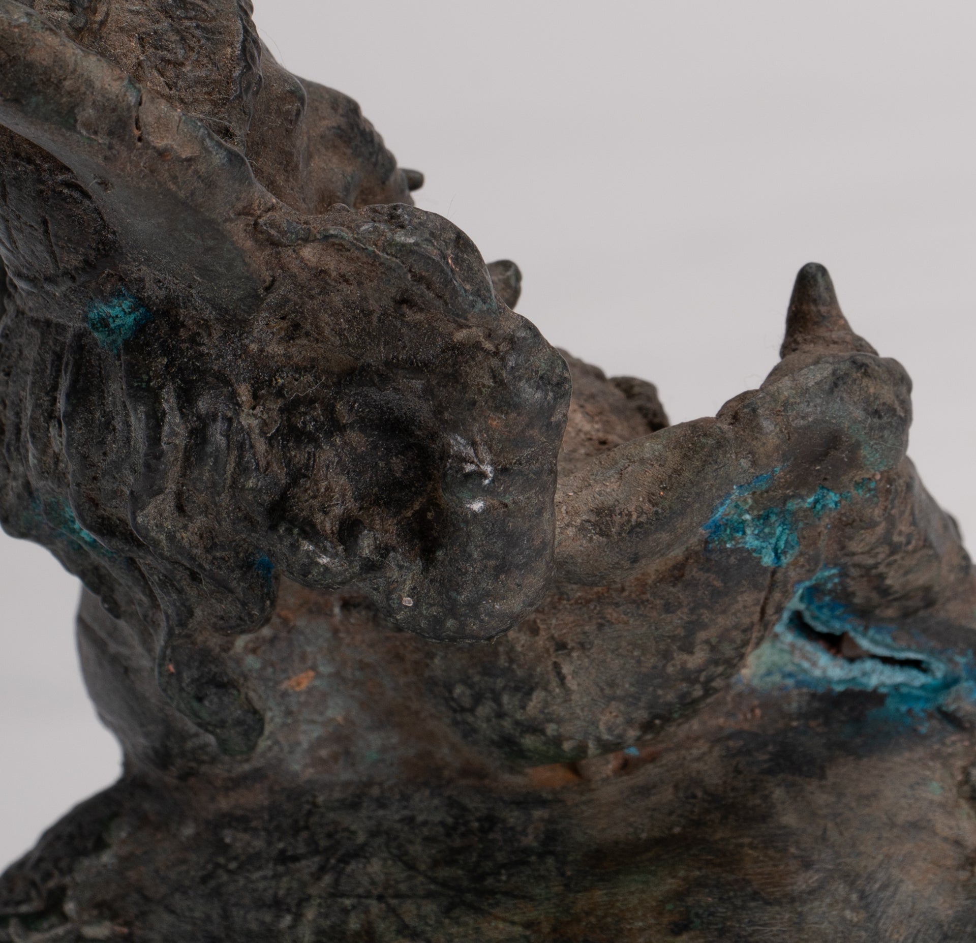 Ganesha Statue - Antique Thai Style Bronze Ganesha Statue Sat on Conch - 10cm/4"