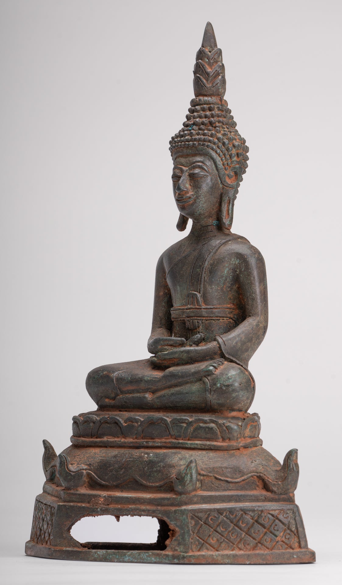 Buddha Statue - Seated Antique Laos Style Meditation Buddha Statue - 31cm/12"