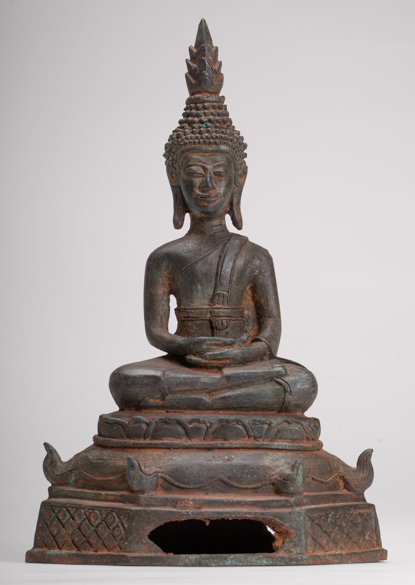 Buddha Statue - Seated Antique Laos Style Meditation Buddha Statue - 31cm/12"