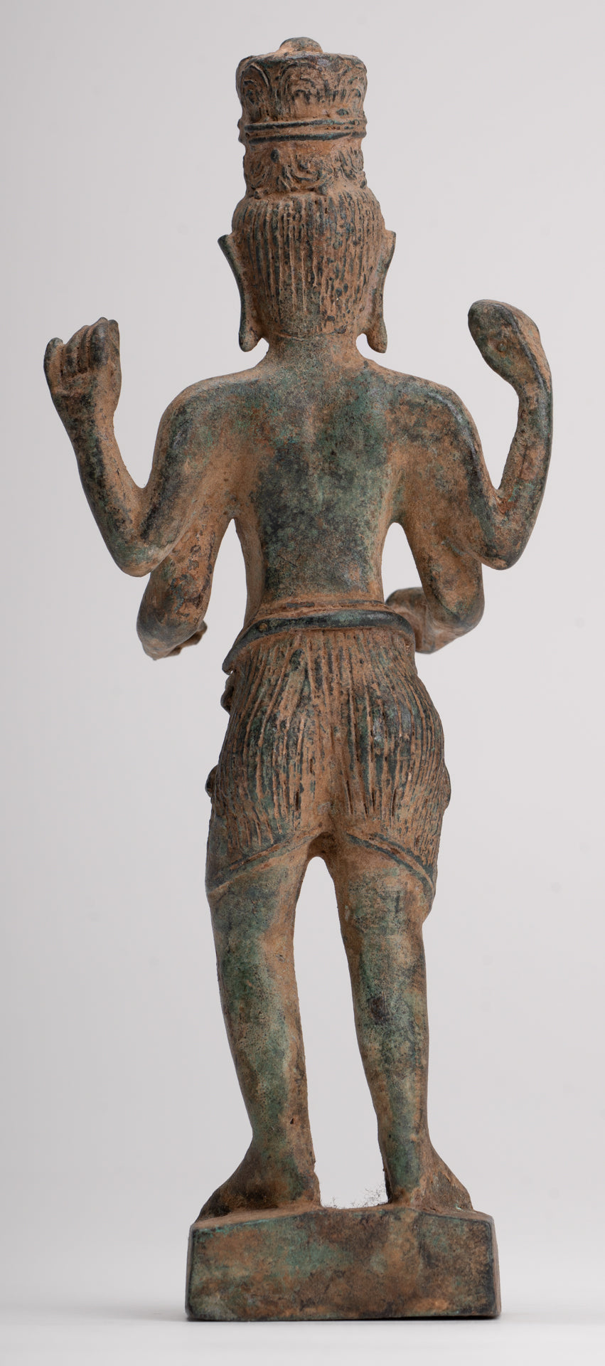 Vishnu Statue - Antique Phnom Da Style Khmer Standing Bronze Vishnu - 20.5cm/8"