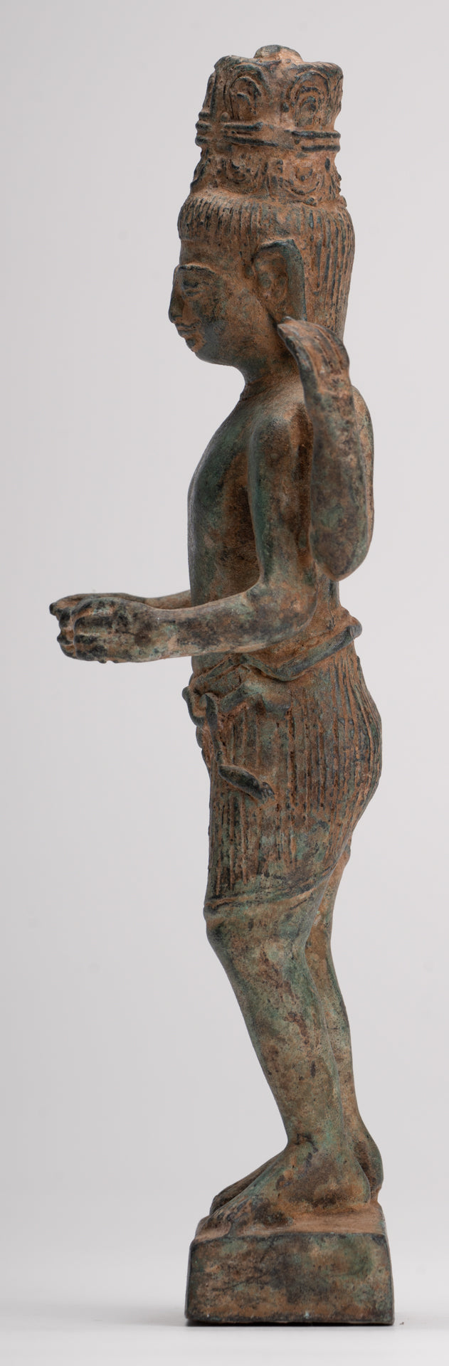 Vishnu Statue - Antique Phnom Da Style Khmer Standing Bronze Vishnu - 20.5cm/8"