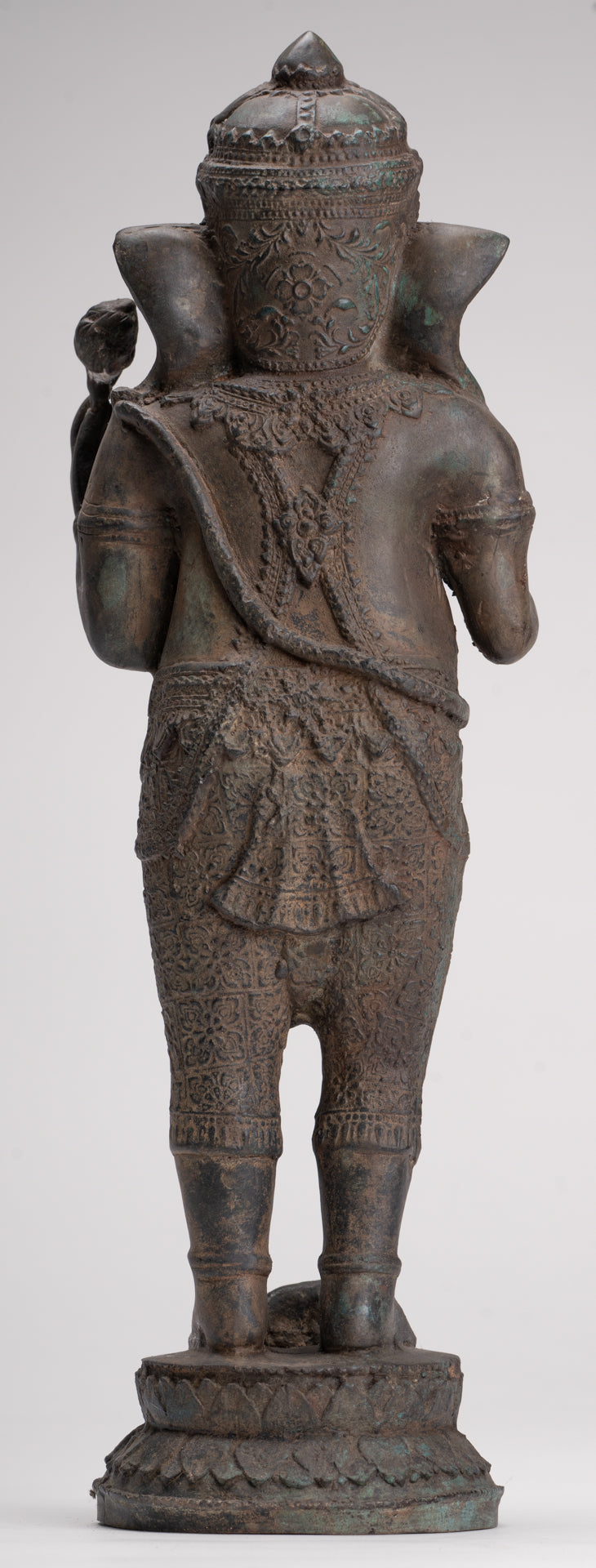 Ganesha Statue - Antique Thai Style Bronze Standing 2-Arm Ganesha Statue - 38cm/15"