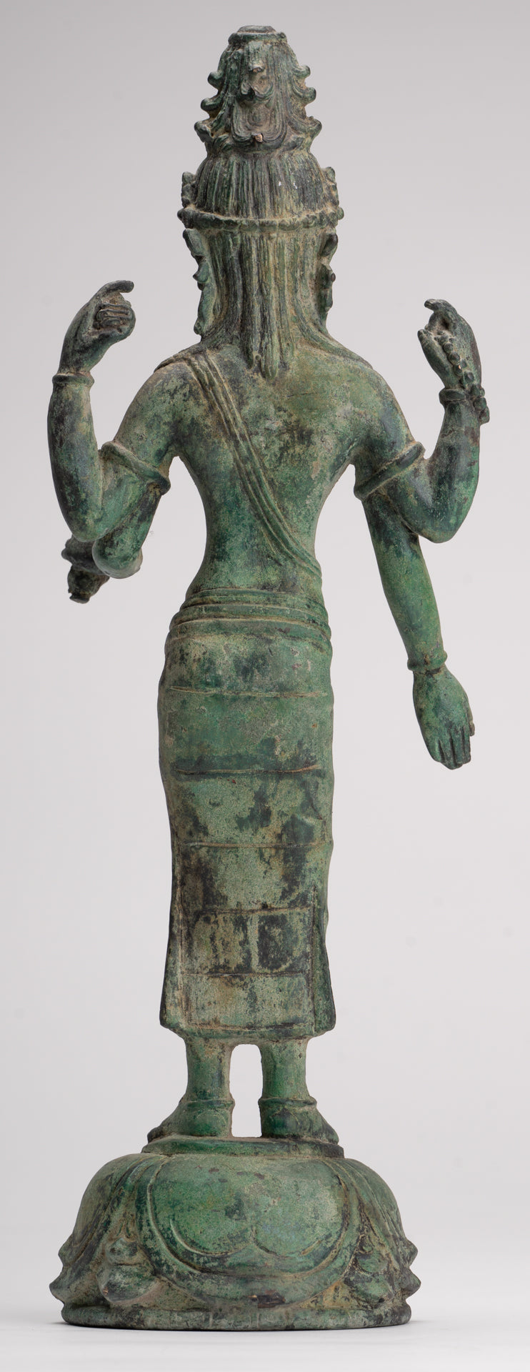 Lokeshvara - Antique Khmer Style Standing Bronze Lokeshvara Statue - 35cm/14"