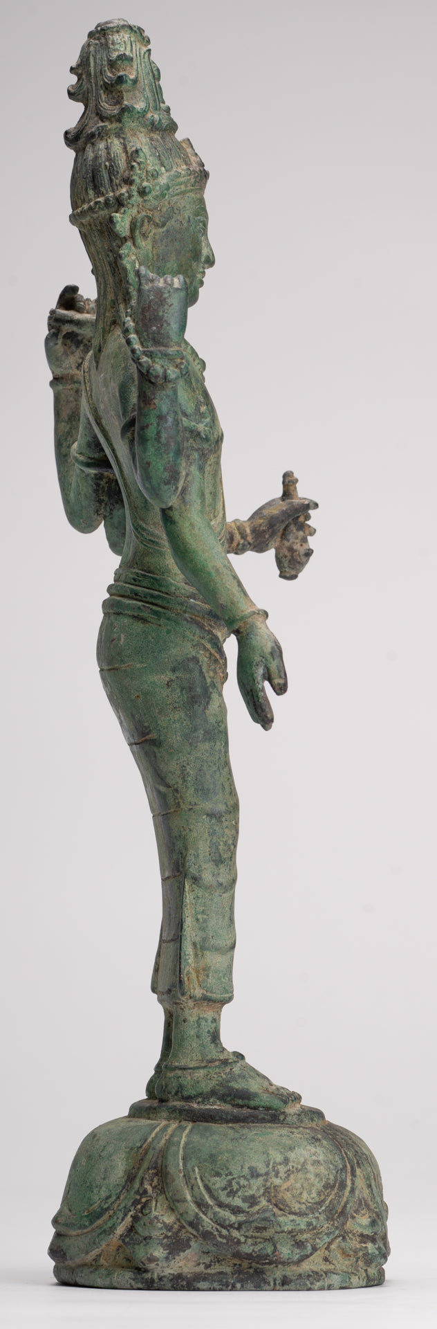 Lokeshvara - Antique Khmer Style Standing Bronze Lokeshvara Statue - 35cm/14"