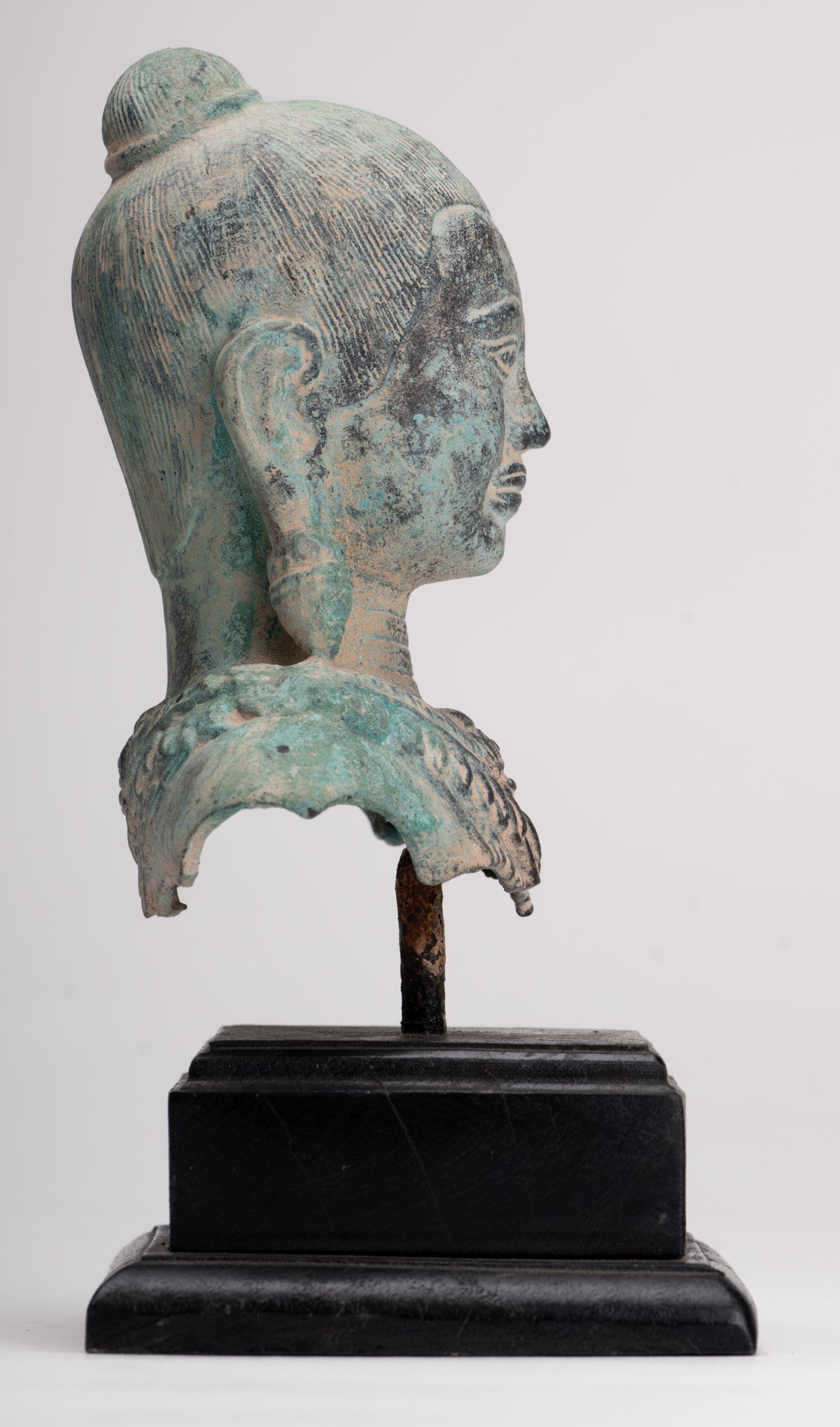 Antique Khmer Style Seated Bronze Meditation Jayavarman VII Statue - 19.5cm/8"