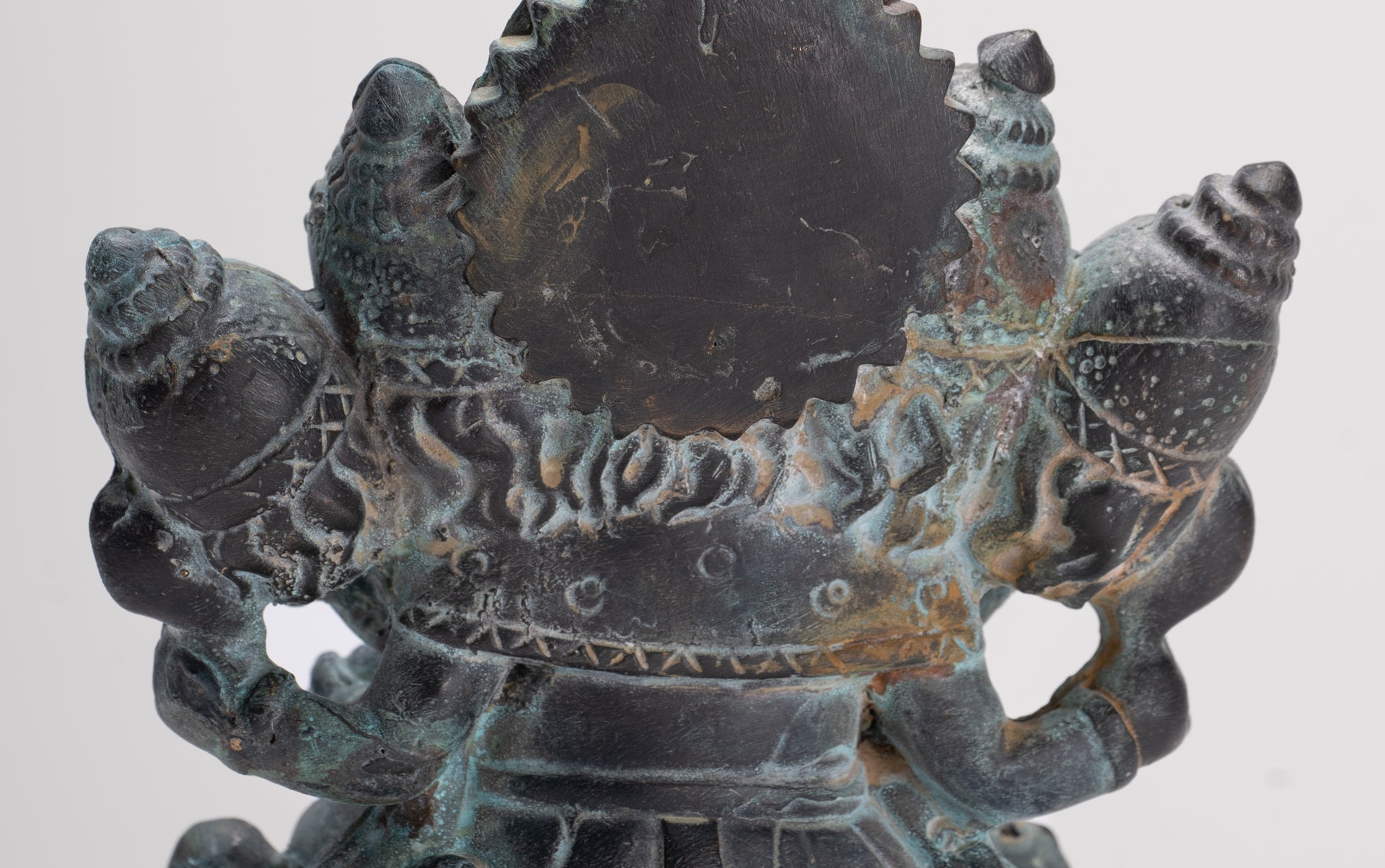 Ganesh - Antique Thai Style Bronze Seated Heramba Ganapati Statue  - 12.5cm/5"