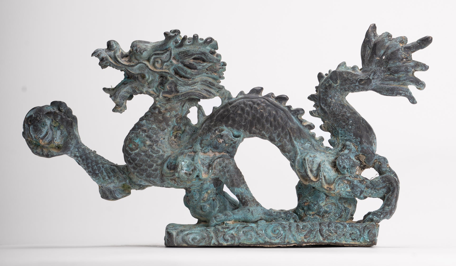 Antique Chinese Style Bronze Chinese Dragon Statue - 12cm/5"