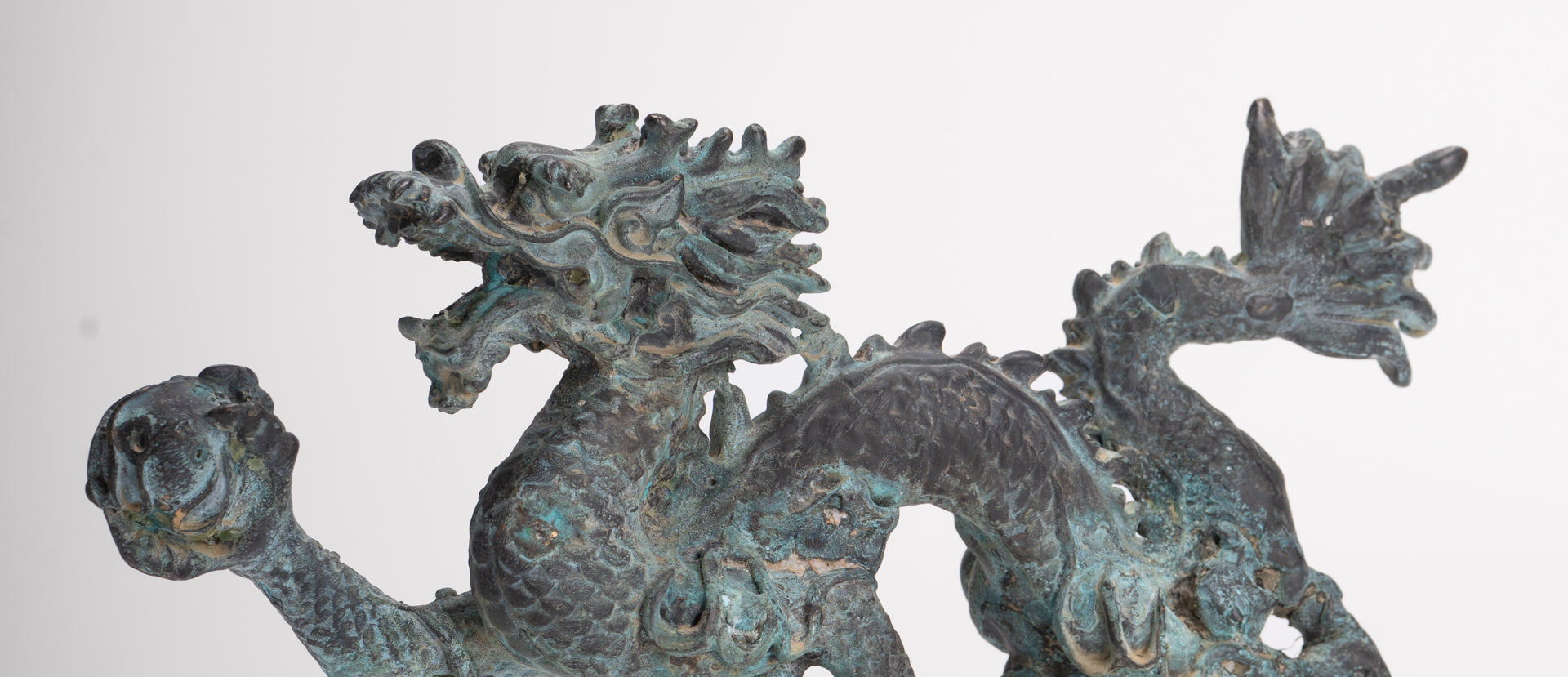 Antique Chinese Style Bronze Chinese Dragon Statue - 12cm/5"