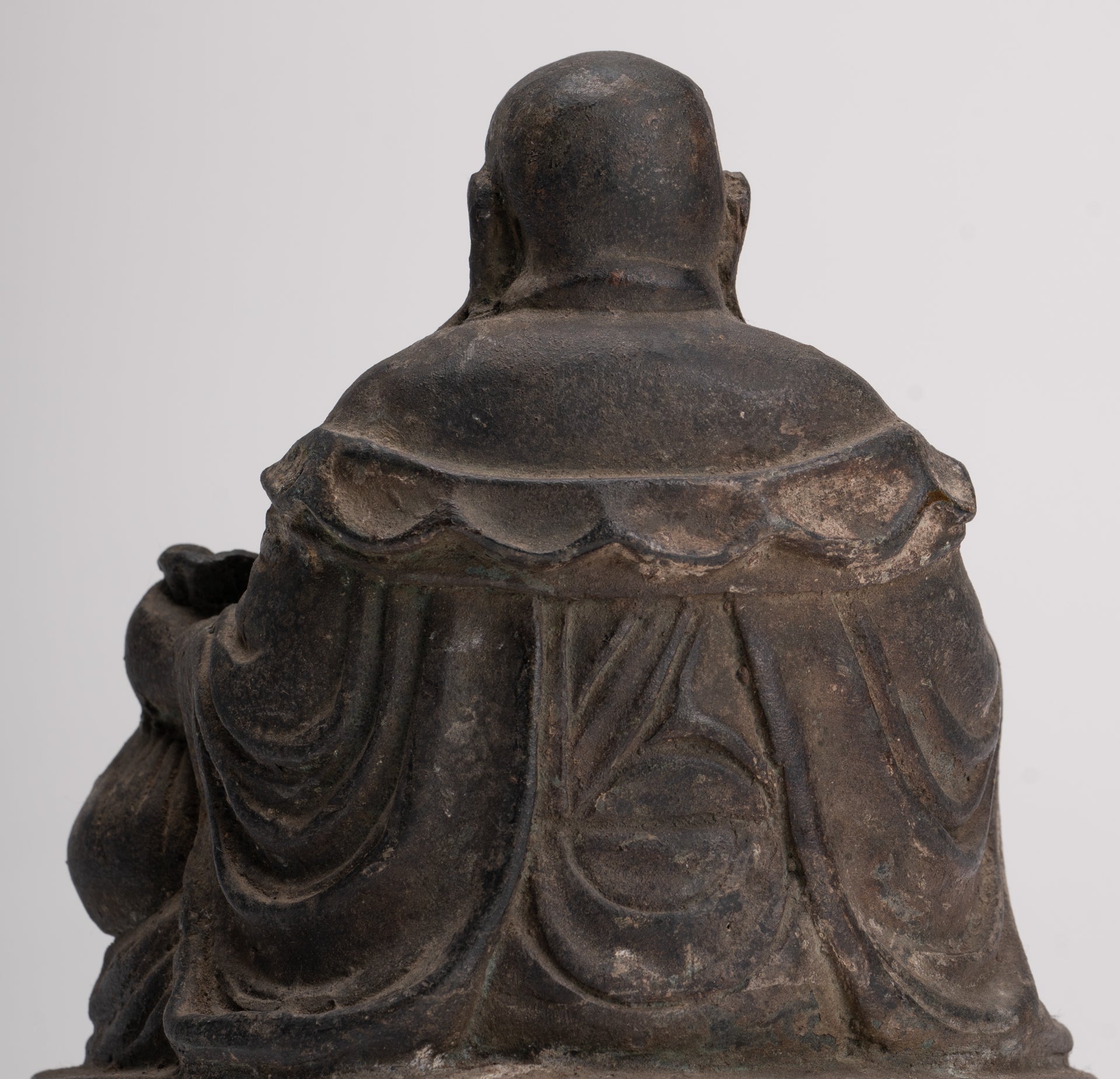 Buddha Statue - Antique Chinese Style Bronze Happy, Fat, Laughing Buddha Budai Statue - 16cm/6"