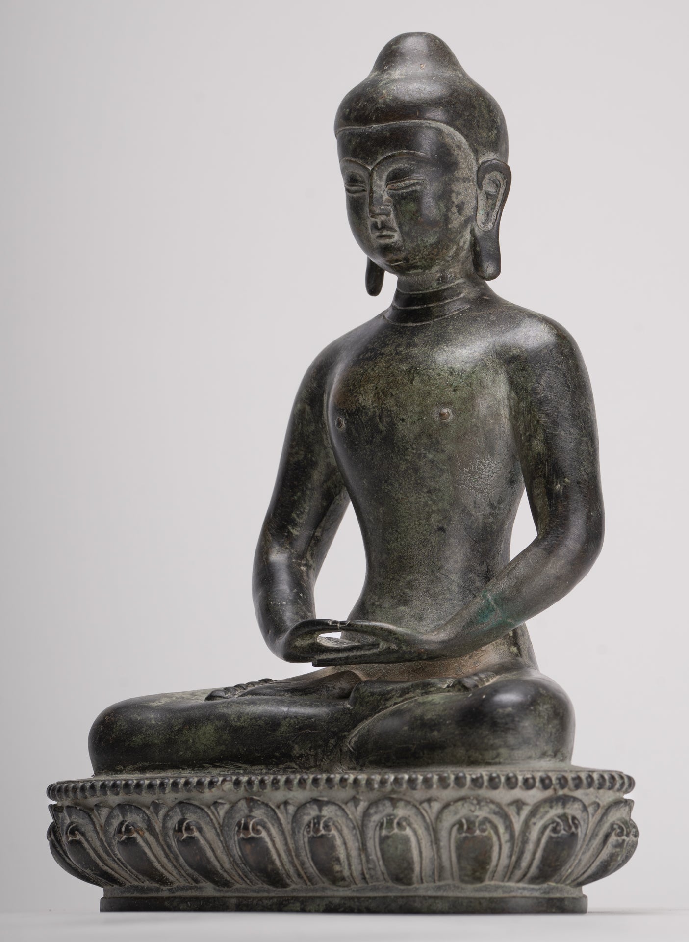 Antique Japanese Style Bronze Seated Meditation Amitabha Buddha Statue - 28cm/11"